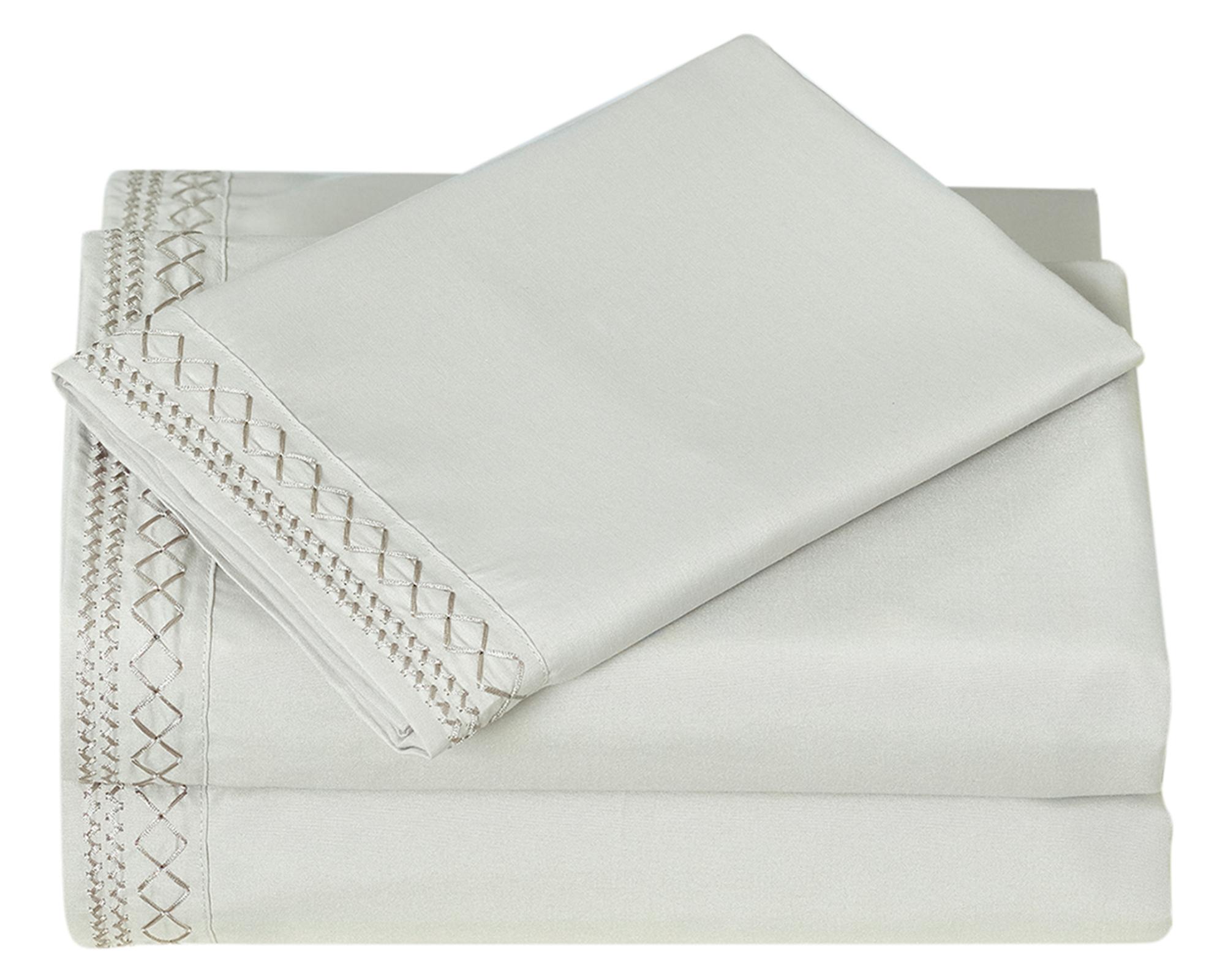 Juego de sábanas 2 plazas microfibra Broderie blanco-2
