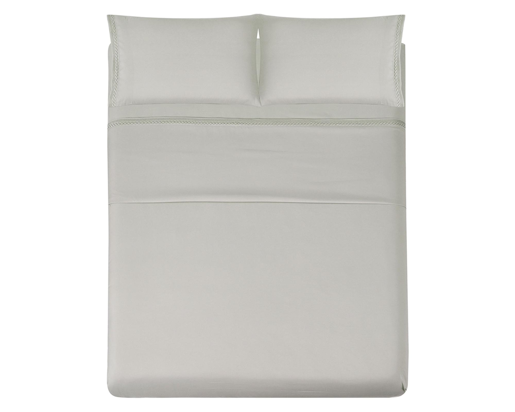 Juego de sábanas 2 plazas microfibra Broderie blanco-1