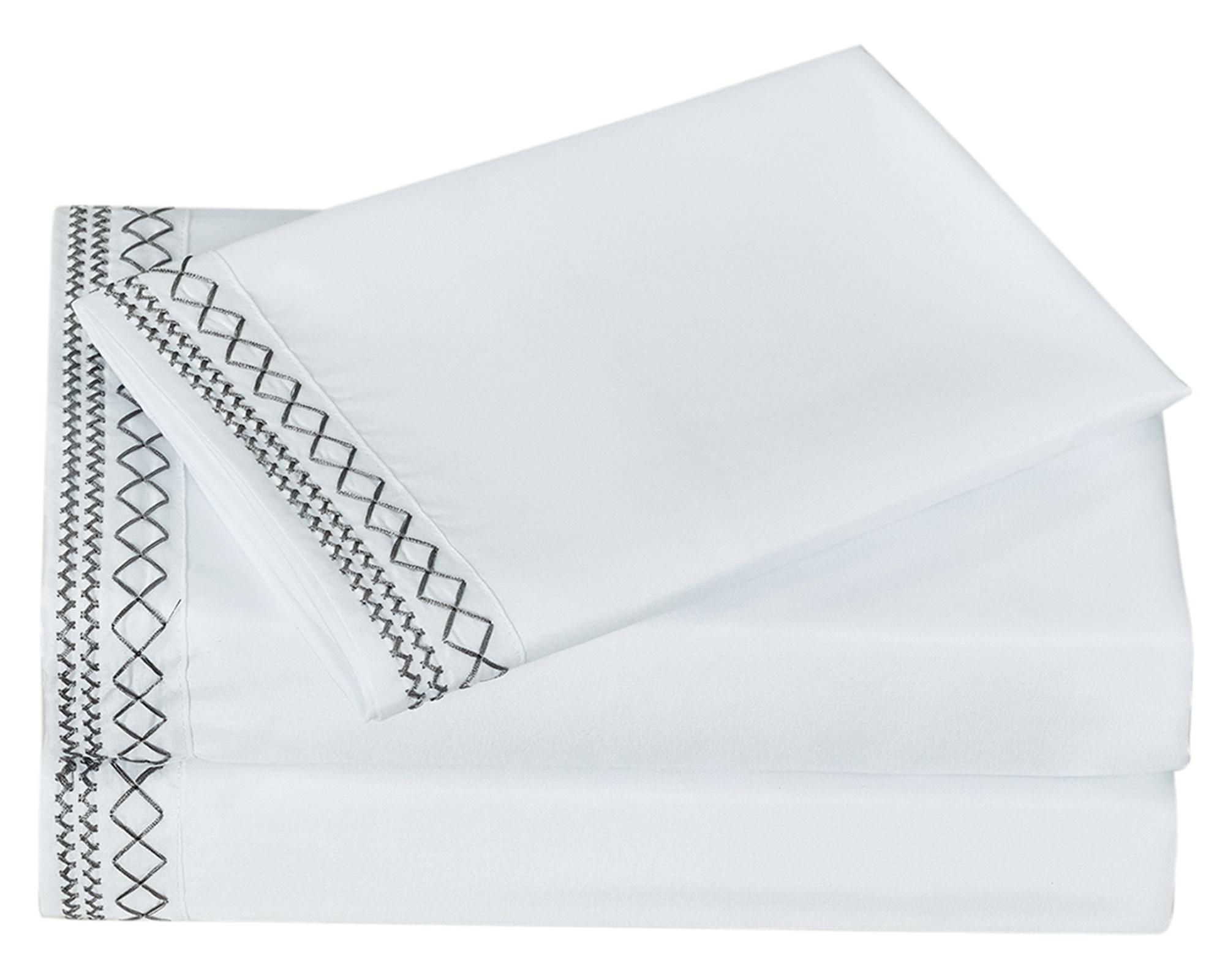 Juego de sábanas King  microfibra Broderie blanco-2