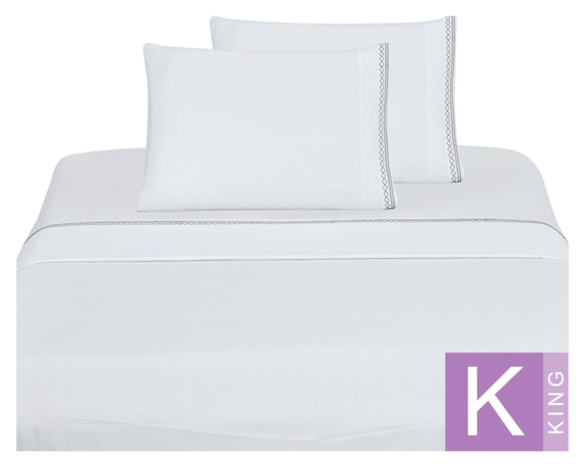 Juego de sábanas King  microfibra Broderie blanco-0