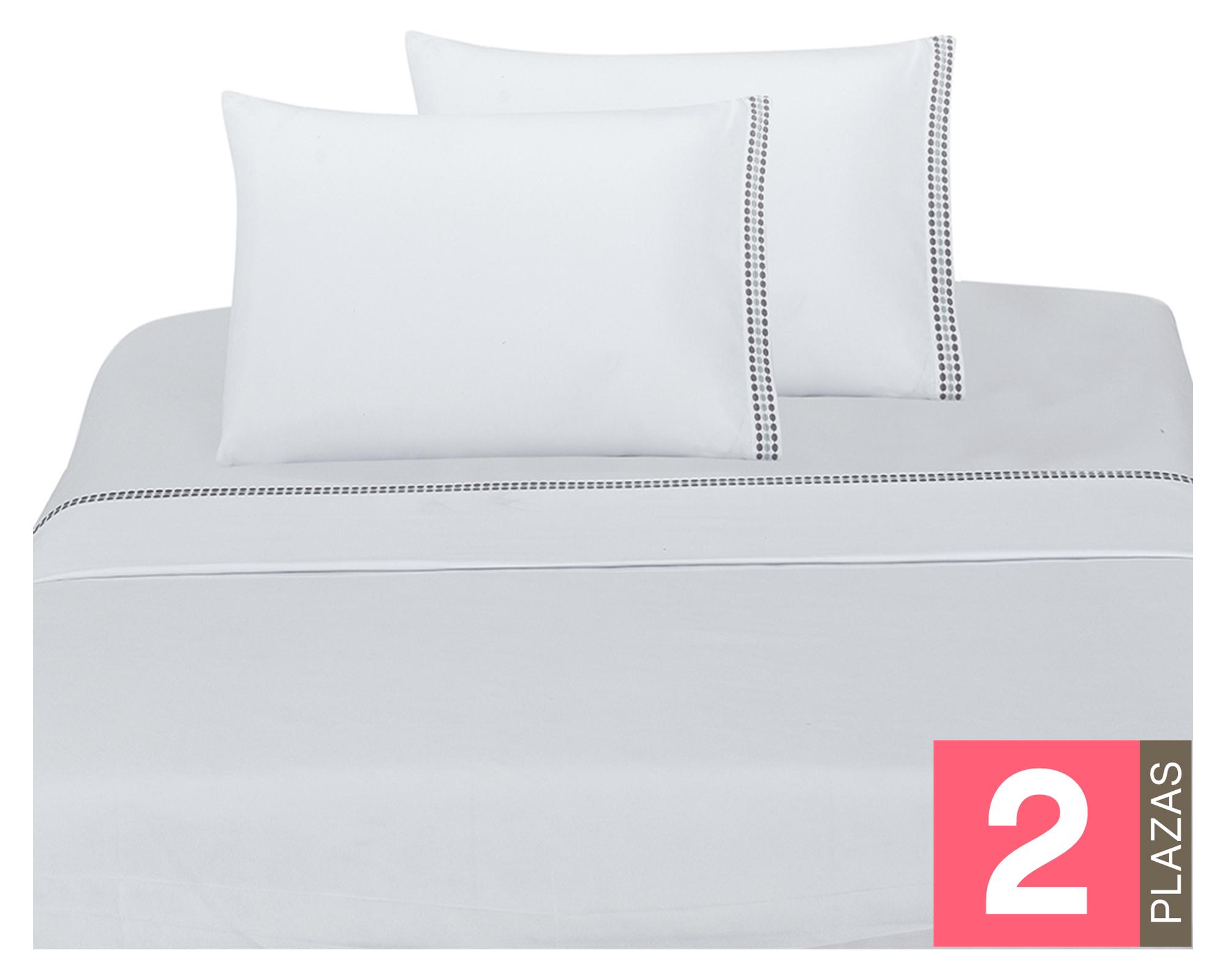 Juego de sábanas 2 plazas microfibra Bordada blanca-0