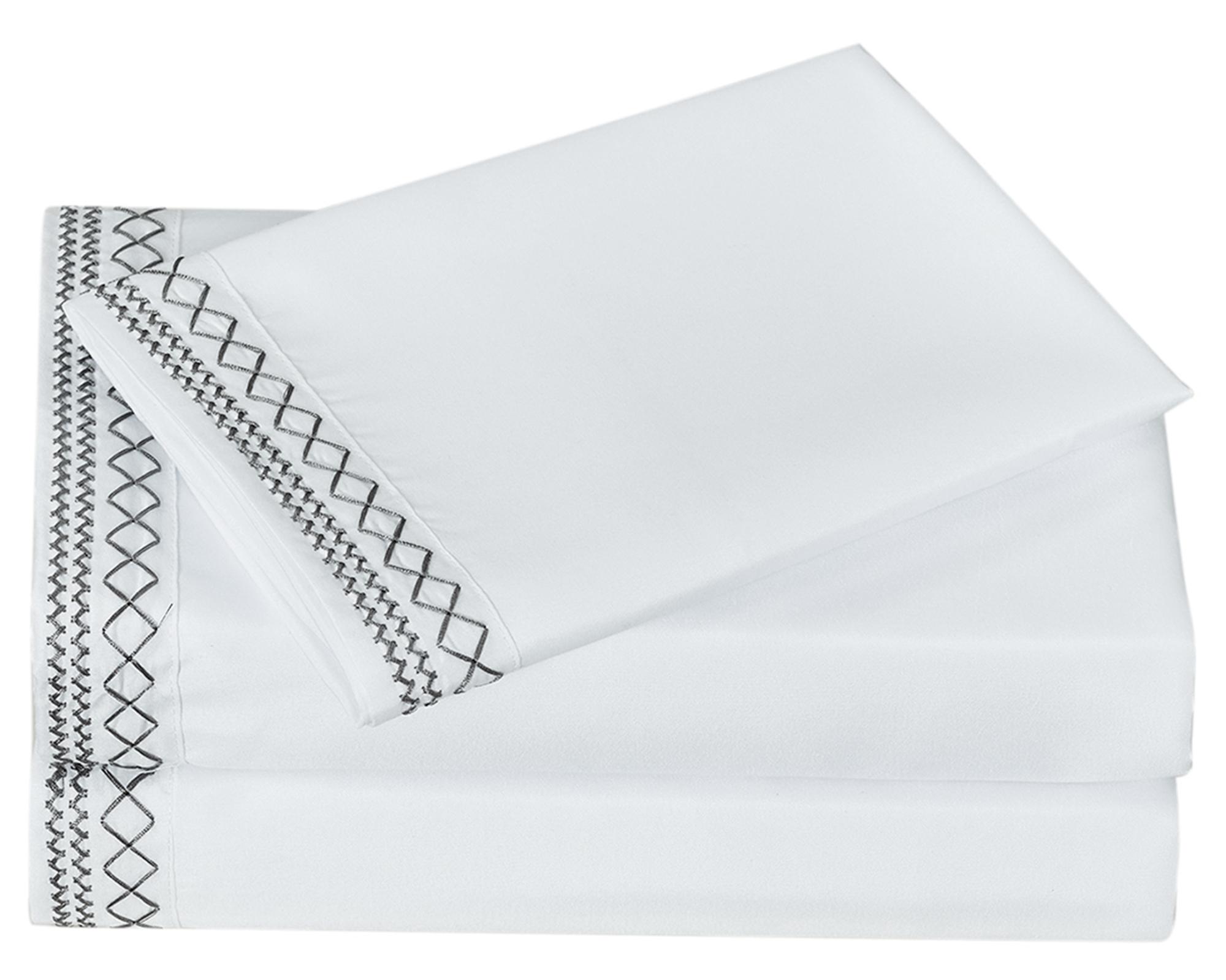 Juego de sábanas 1 plaza microfibra Broderie blanca-2