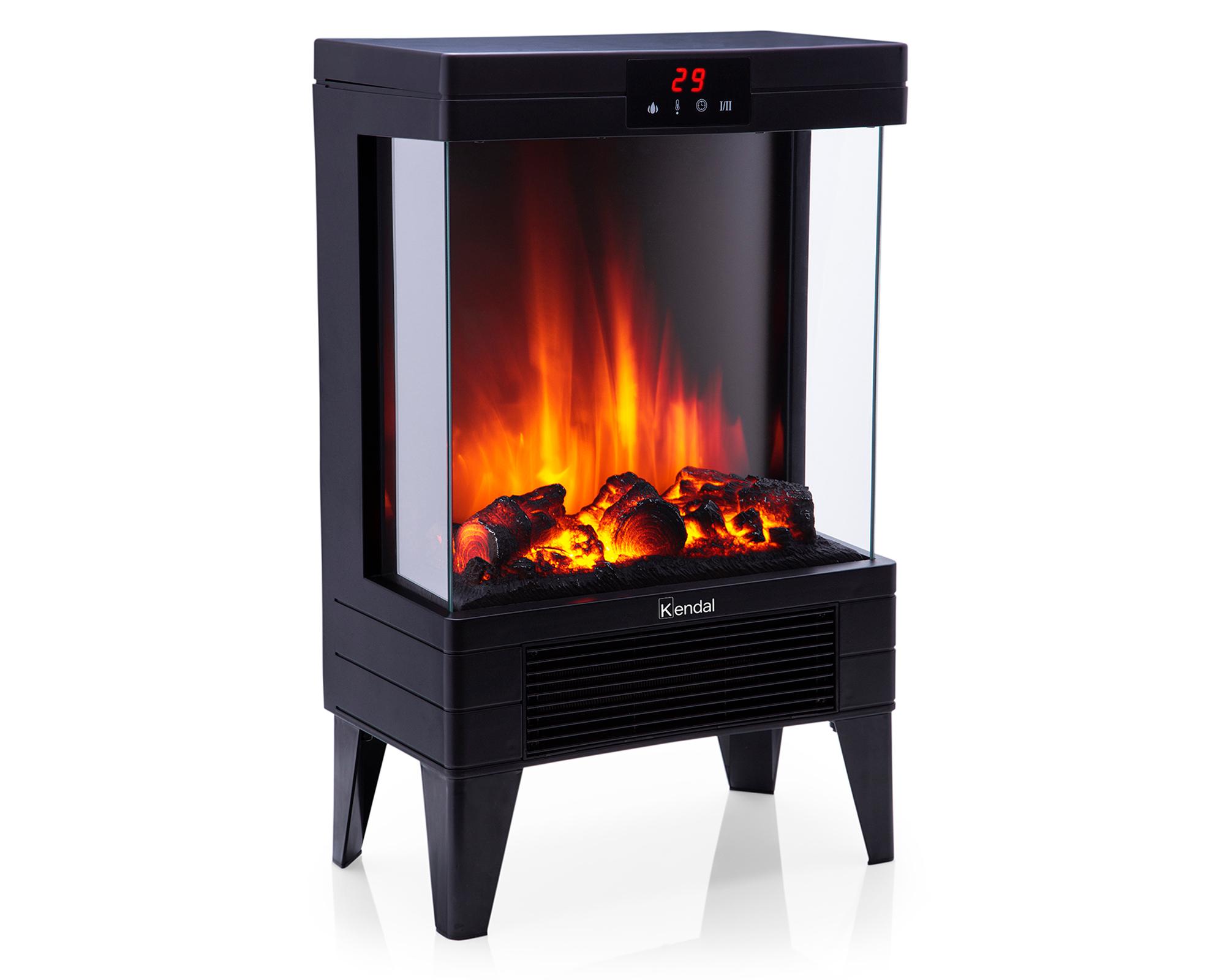 Estufa eléctrica chimenea  1800W KCE-96S negro-1