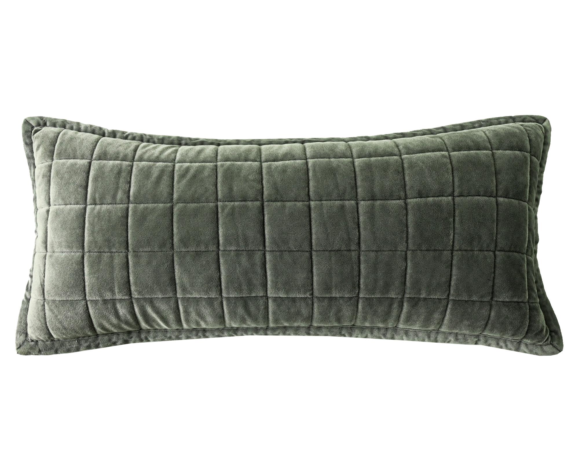 Cojín 80x35 cm algodón Washed Velvet Olive-0