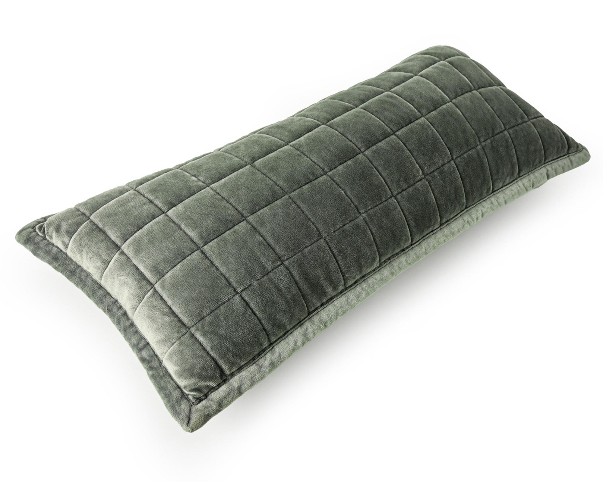 Cojín 80x35 cm algodón Washed Velvet Olive-2
