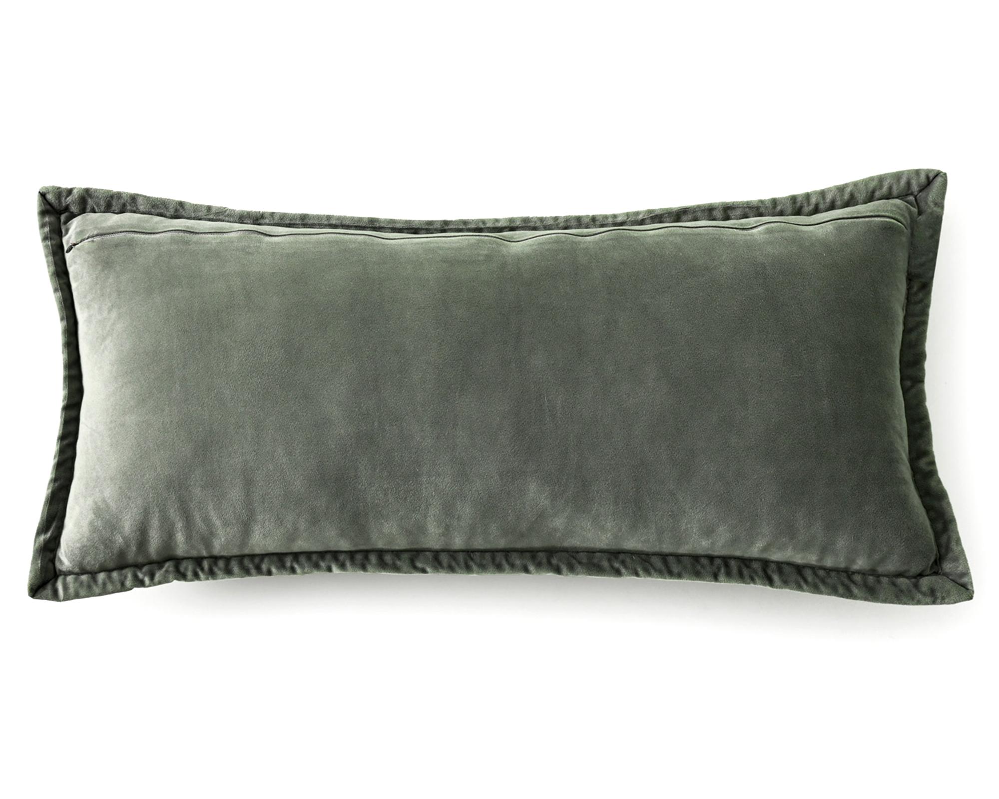 Cojín 80x35 cm algodón Washed Velvet Olive-1