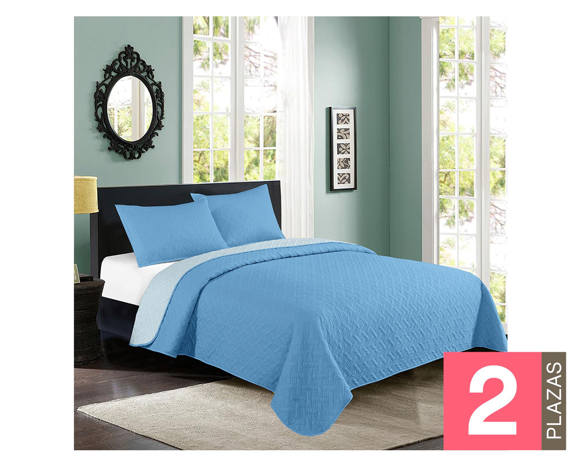 Quilt 2 plazas bicolor blue/light blue-0