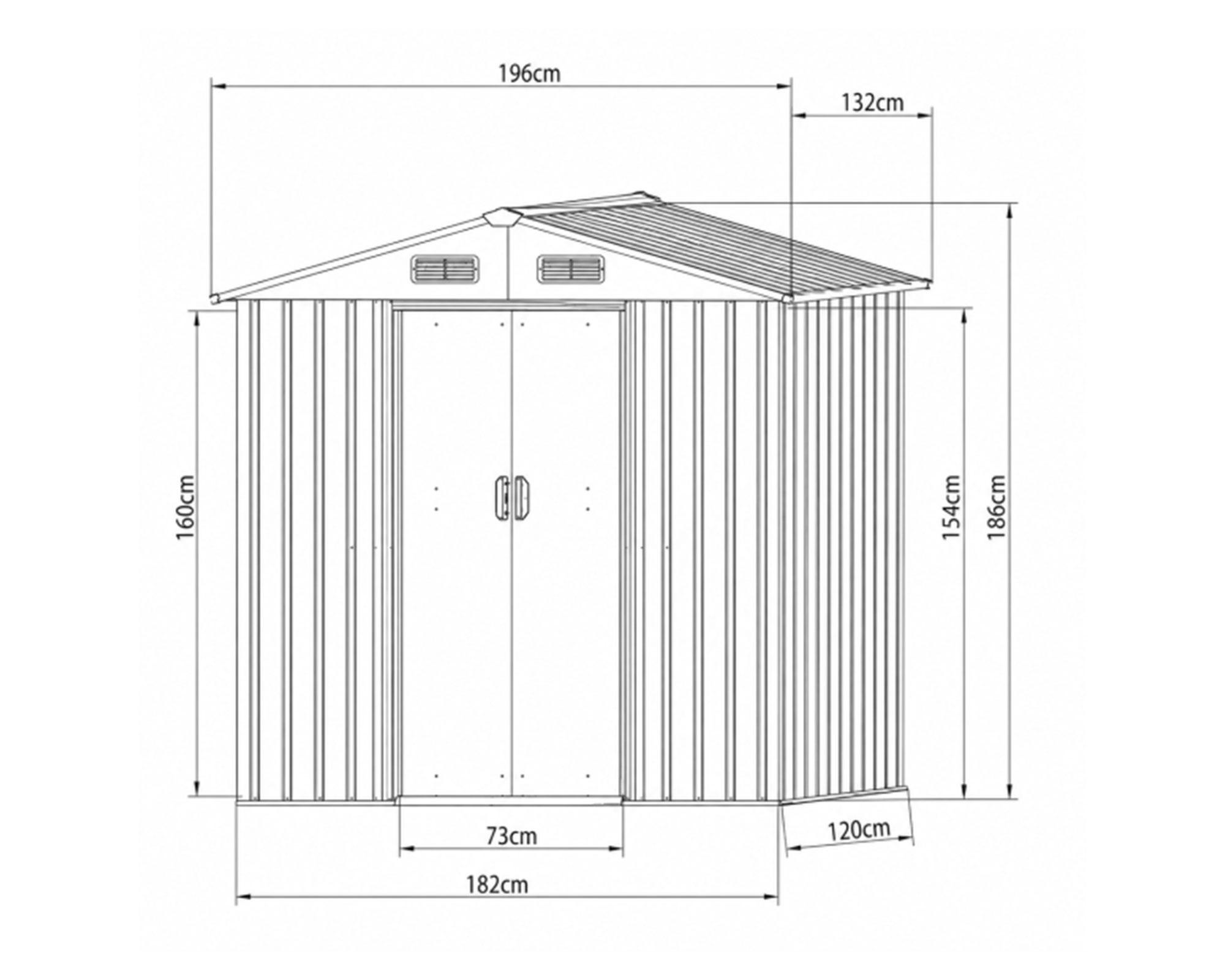 Bodega de jardín IGBJ125-195G gris 186x196x132 cm 2.44 m2-3