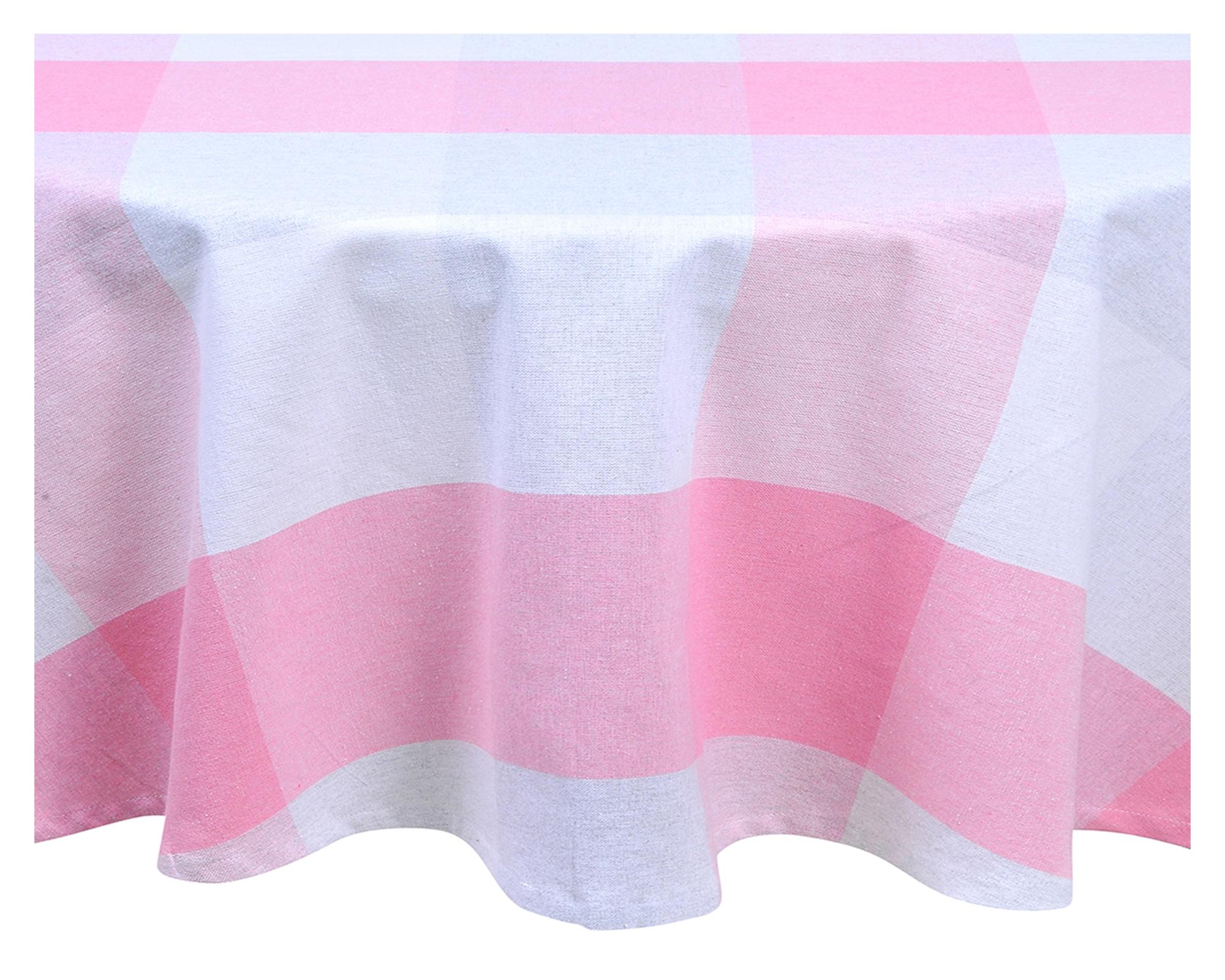 Mantel redondo 180x180 cm Tartan rosado-0