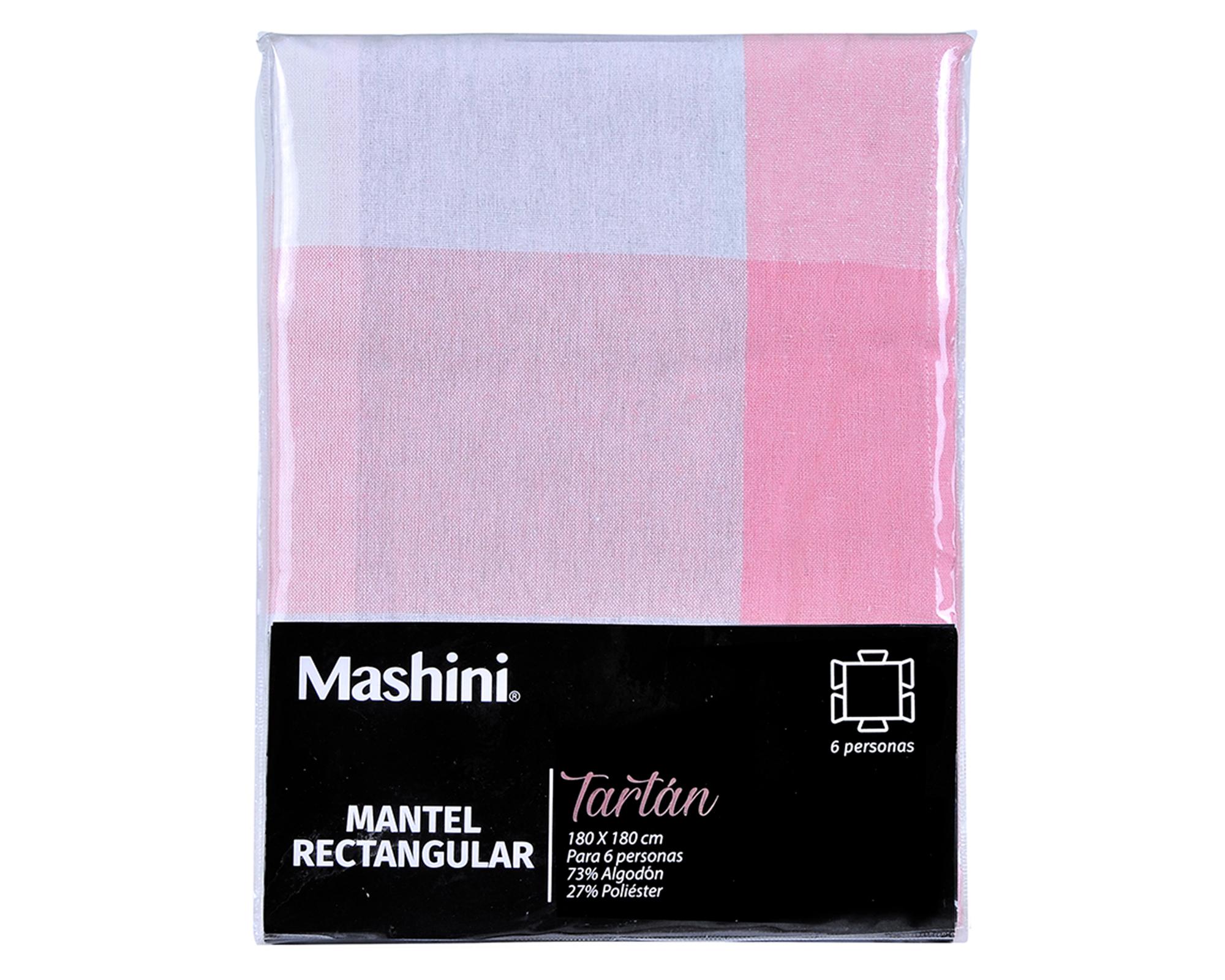 Mantel rectangular 180x180 cm Tartan rosado-2
