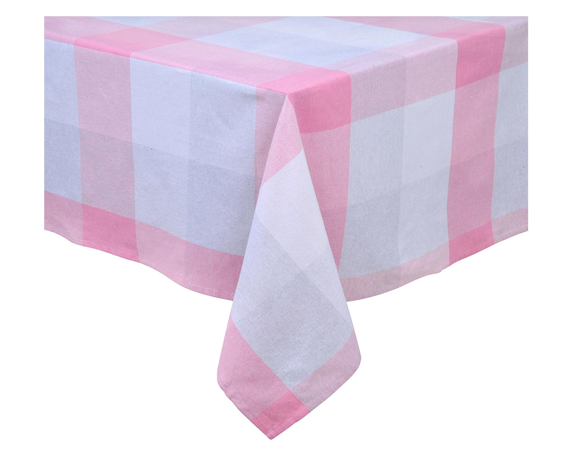 Mantel rectangular 180x180 cm Tartan rosado-0