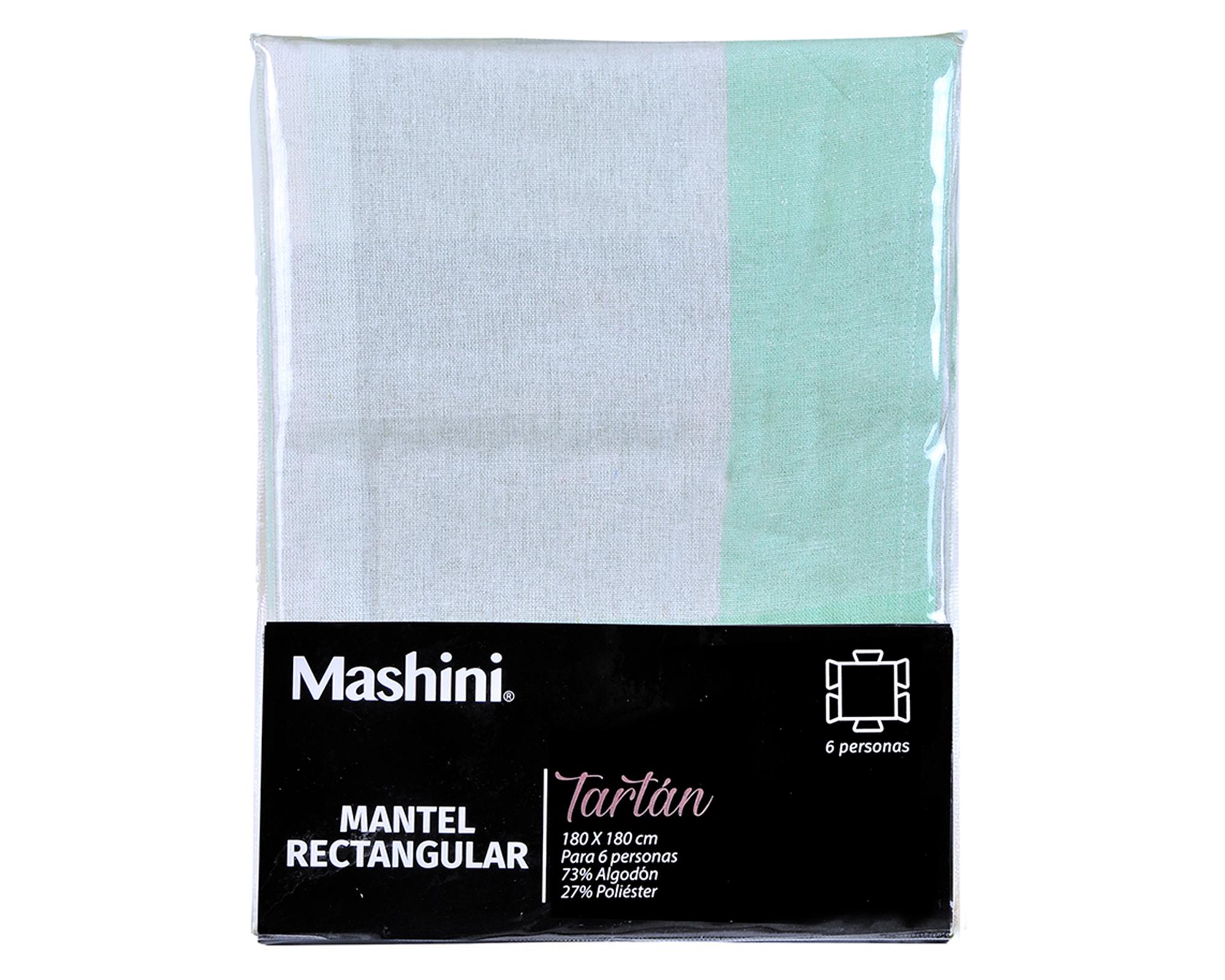 Mantel rectangular 180x180 cm Tartan turquesa-2