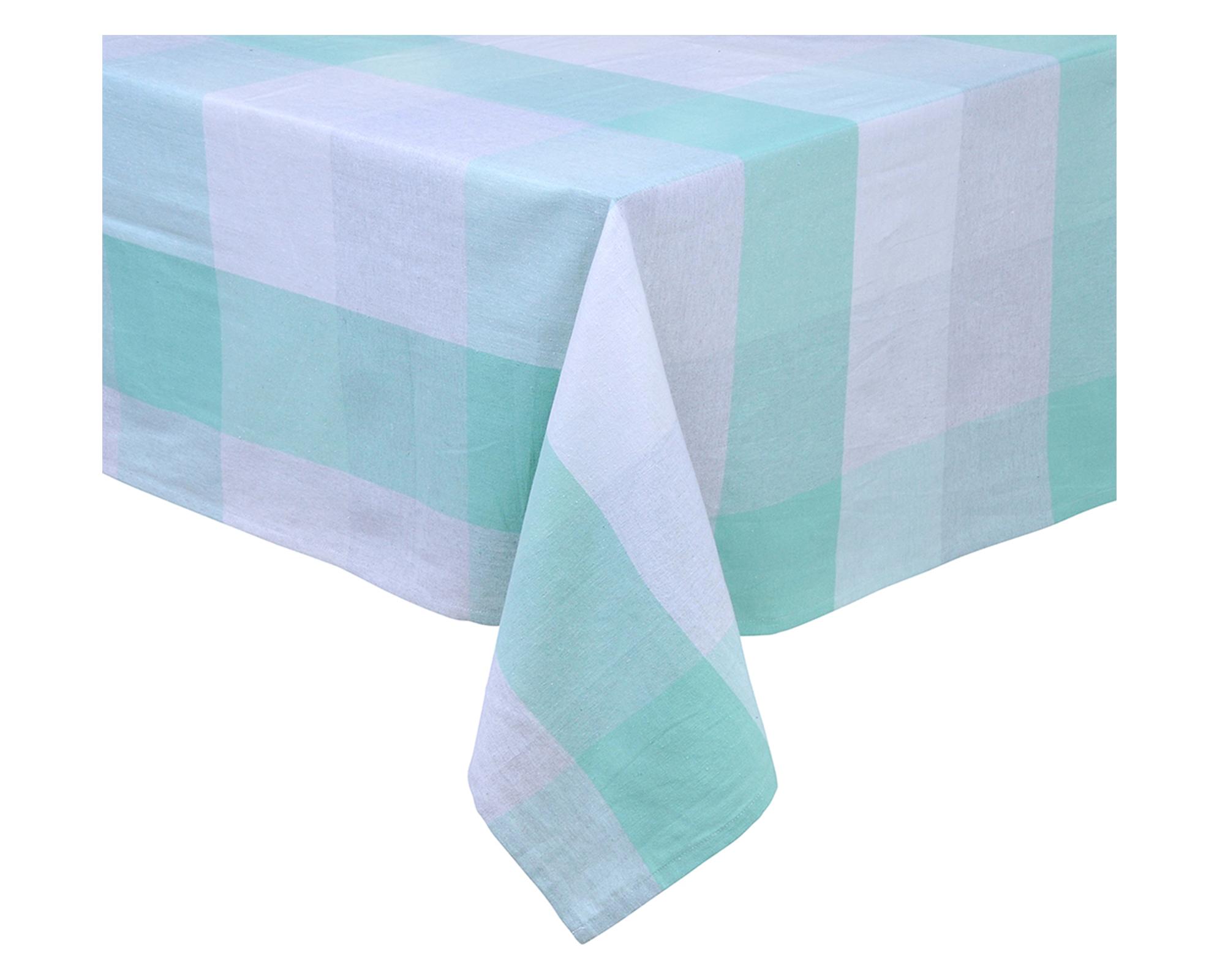Mantel rectangular 180x180 cm Tartan turquesa-0