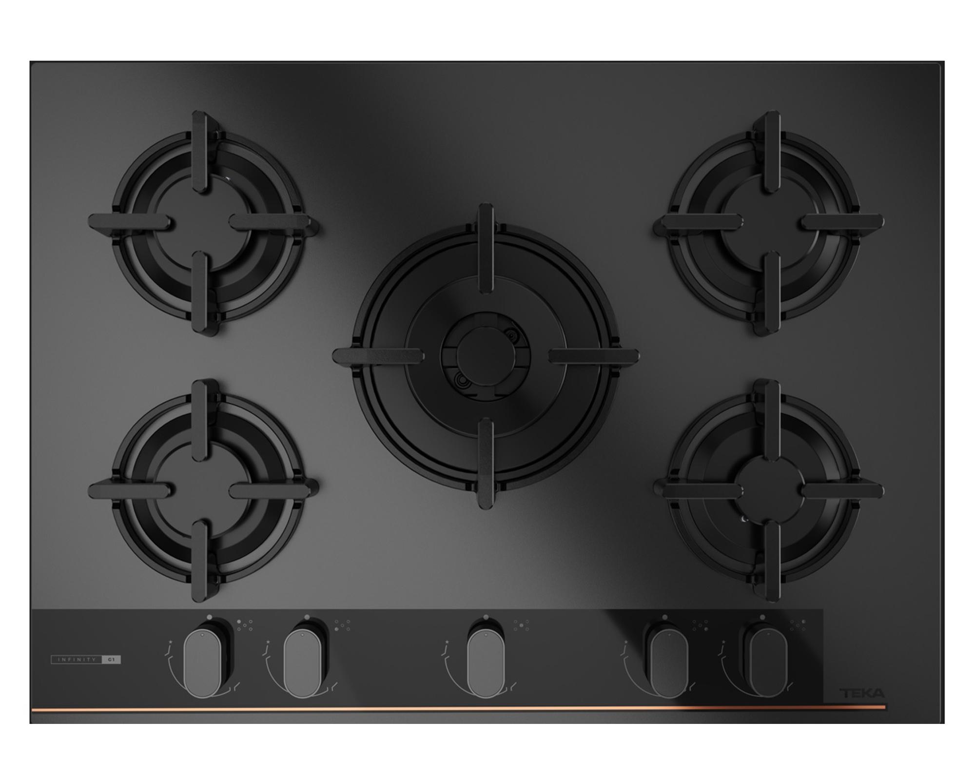 Encimera a gas 5 quemadores GBC-75 G1 Infinity negro-0