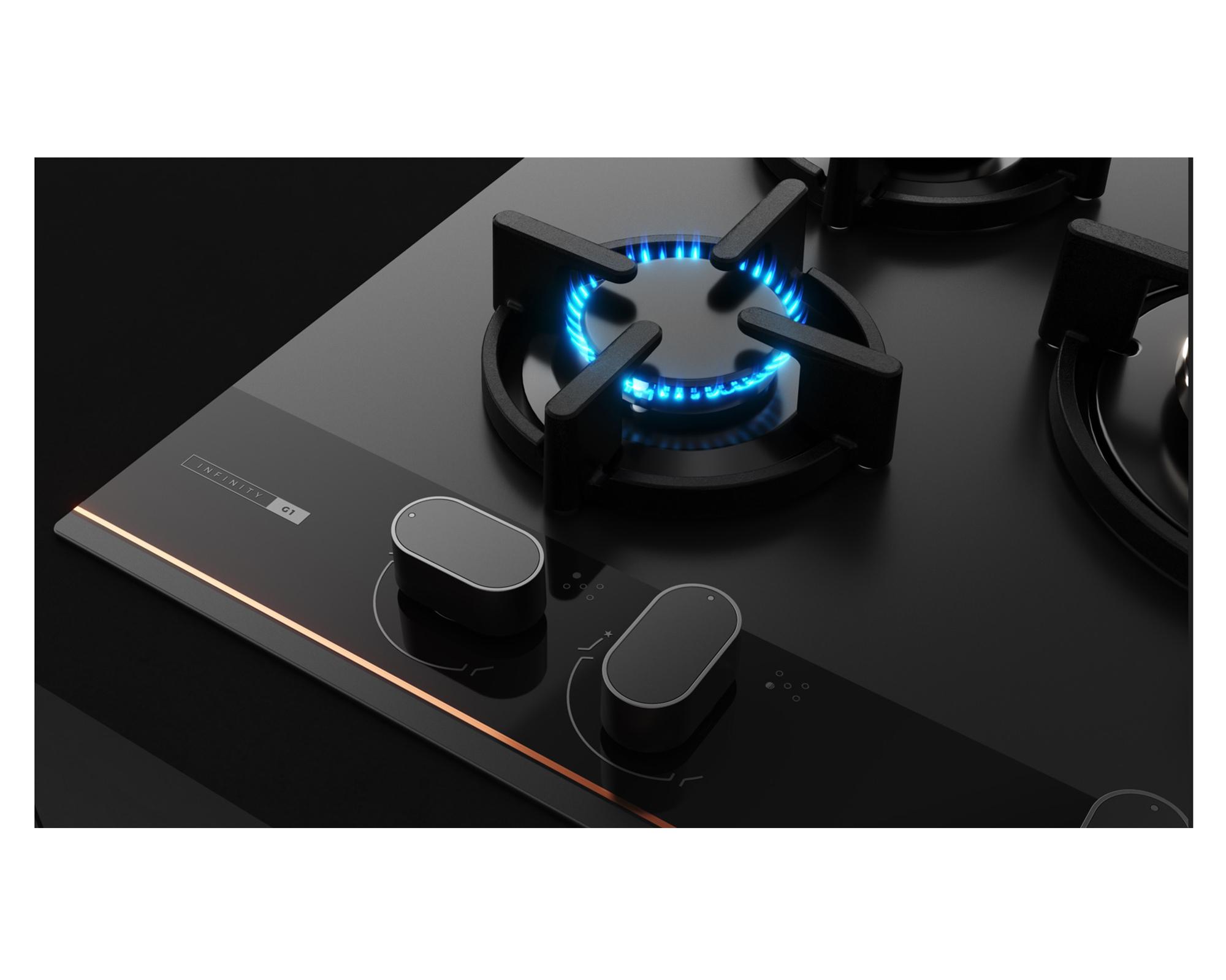 Encimera a gas 5 quemadores GBC-75 G1 Infinity negro-2