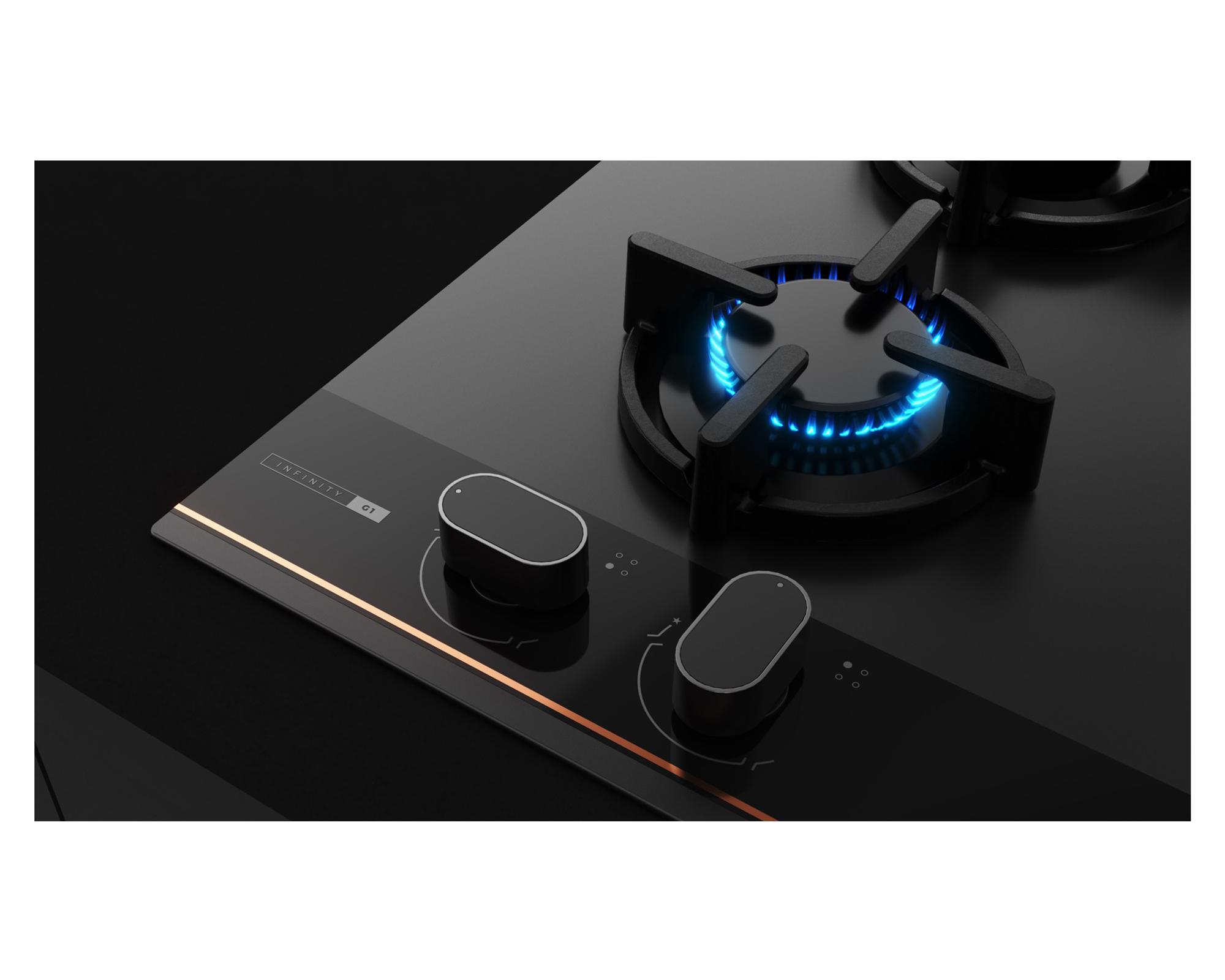 Encimera a gas 4 quemadores GBC-64 G1 Infinity negro-2