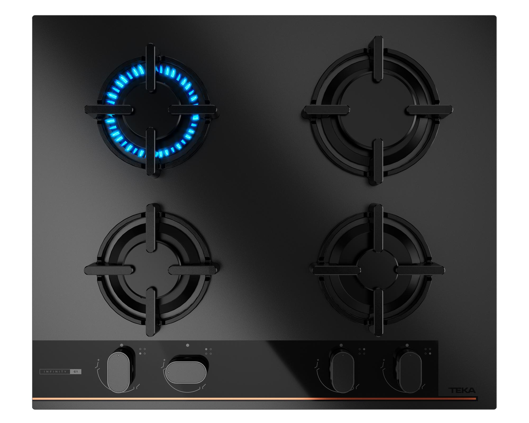 Encimera a gas 4 quemadores GBC-64 G1 Infinity negro-1