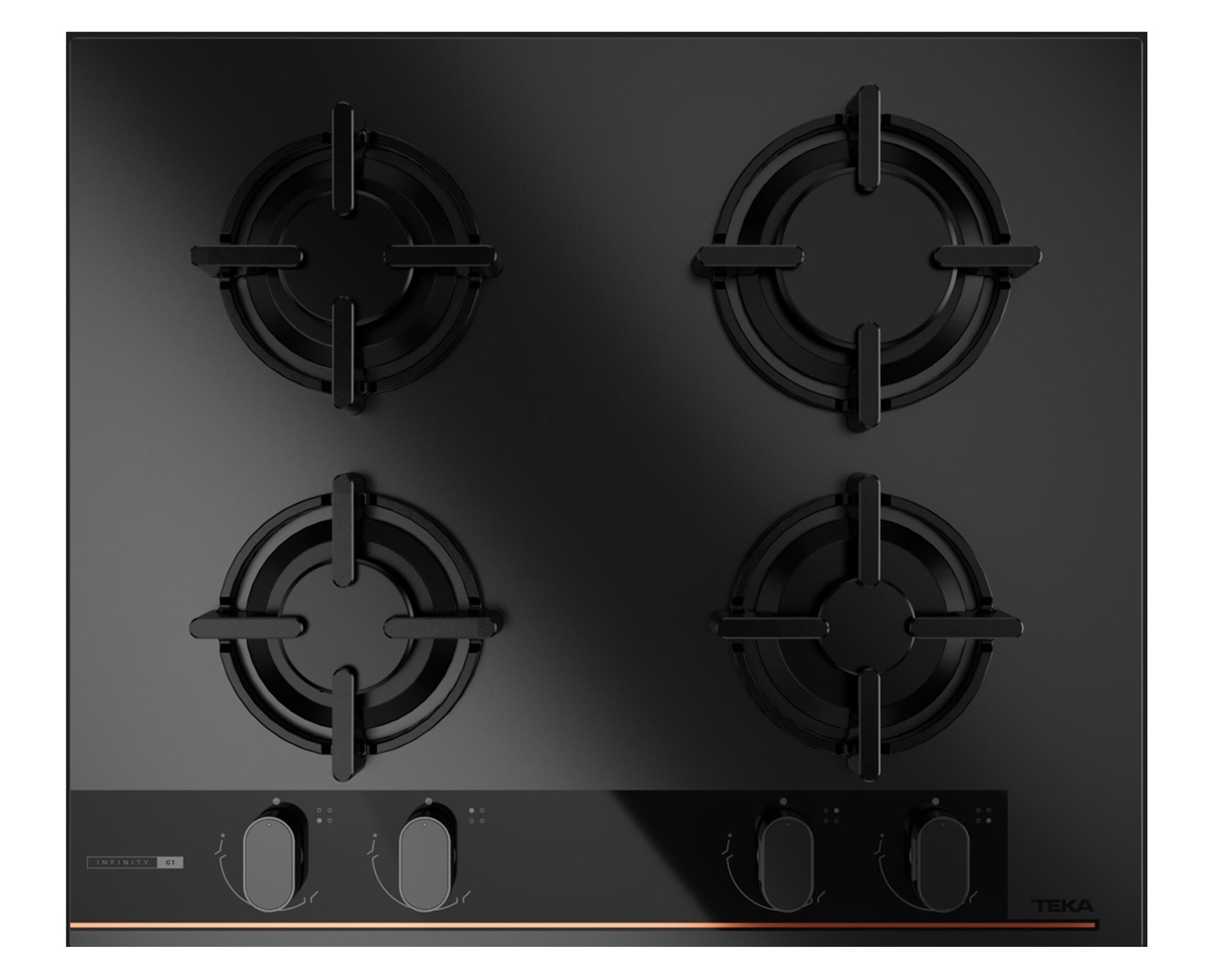 Encimera a gas 4 quemadores GBC-64 G1 Infinity negro-0