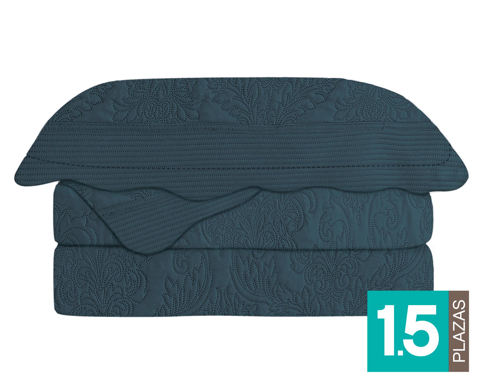 Quilt reversible 1.5 plaza Antique azul-0