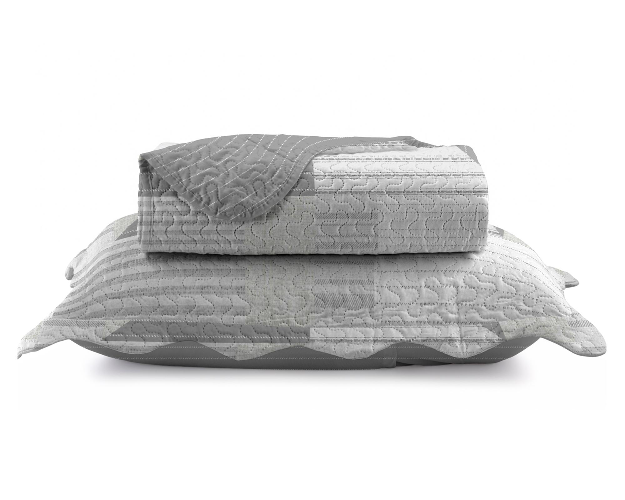 Quilt reversible 2 plazas Patchwork gris-1