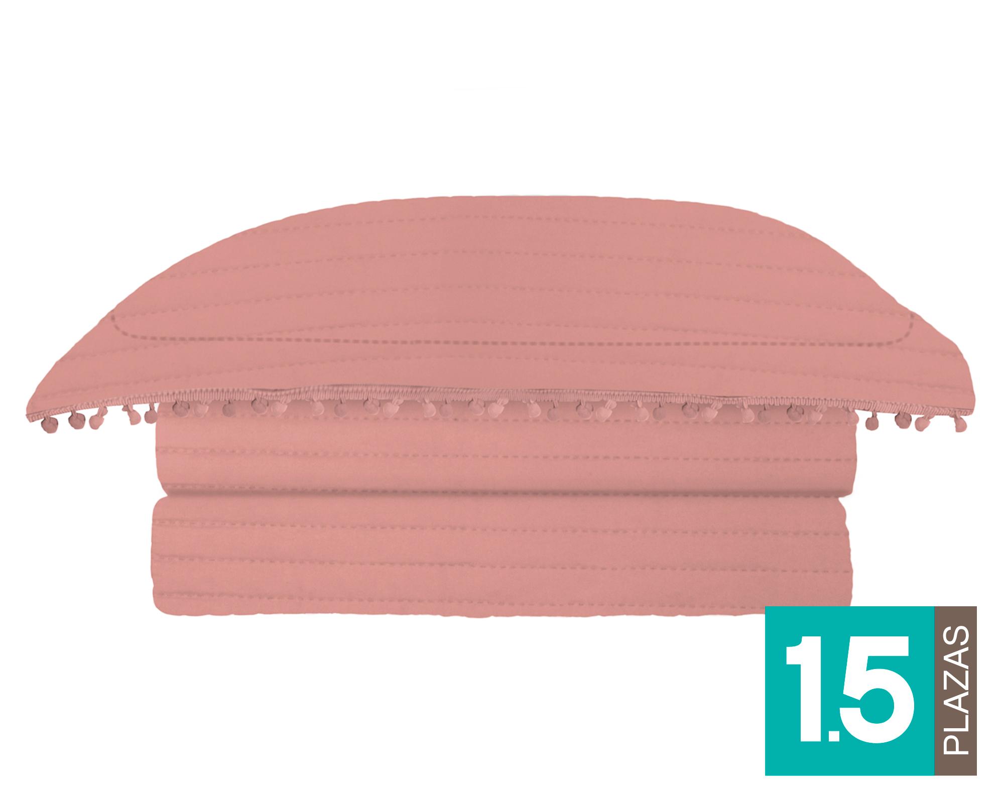 Quilt reversible 1.5 plaza Pomp rosado-0
