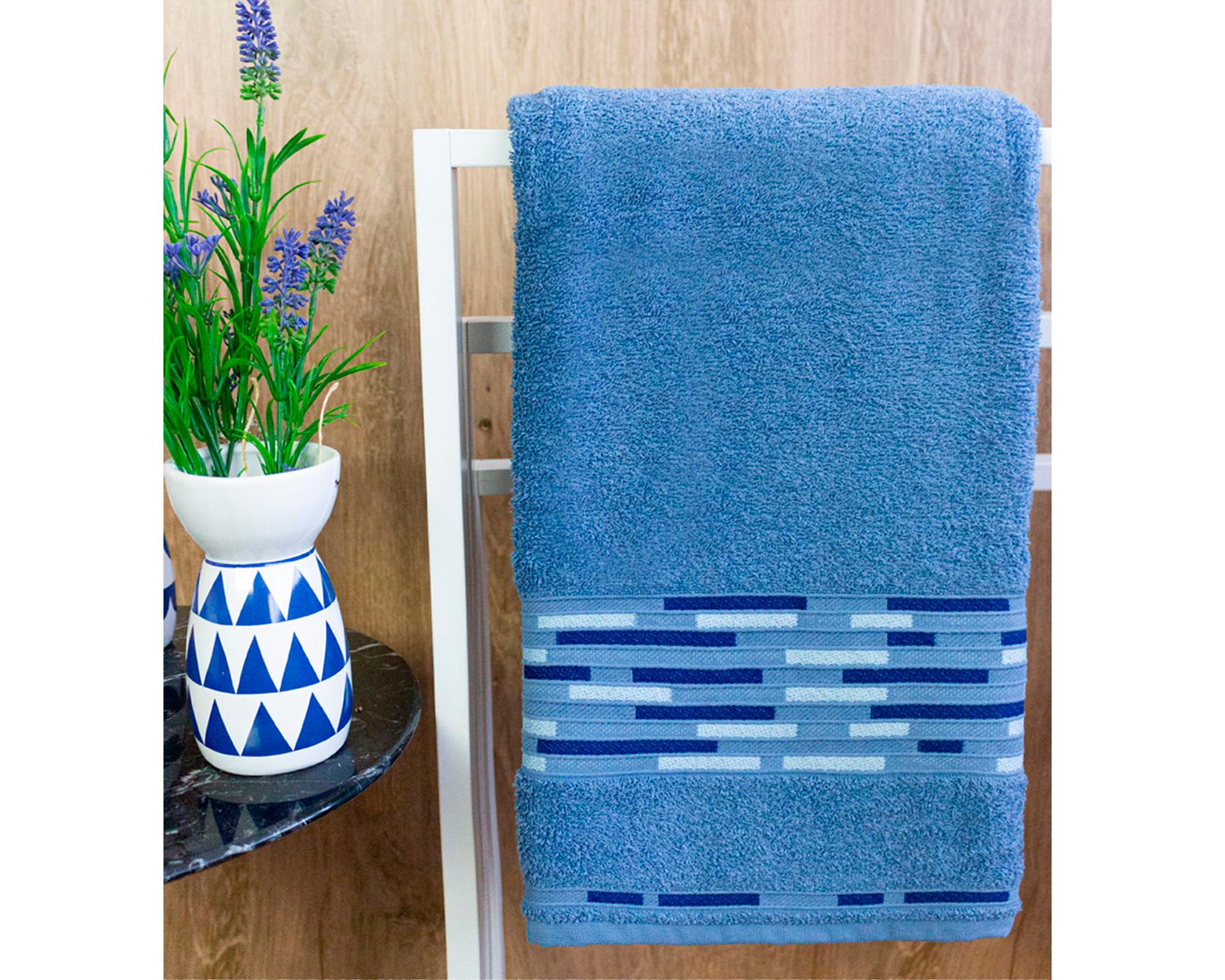 Toalla baño 70x140 cm Tetris azul-1