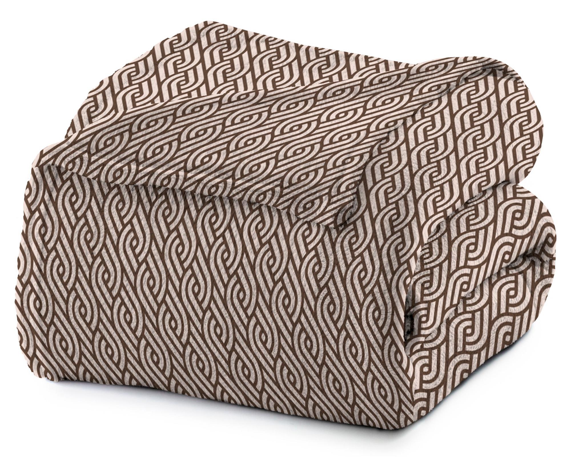 Frazada microfibra 2 plazas Trenzas café-1