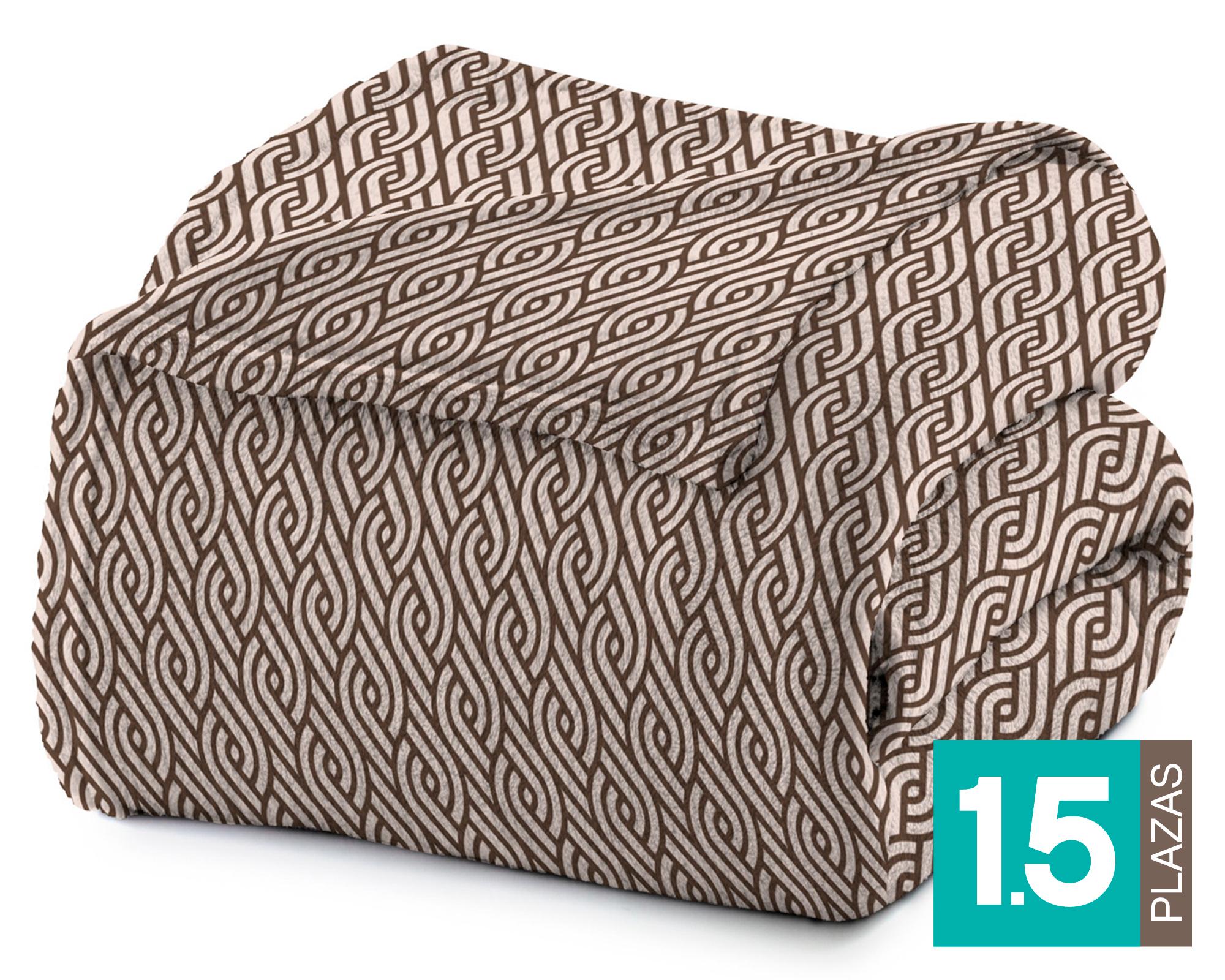 Frazada microfibra 1.5 plaza Trenzas café-0