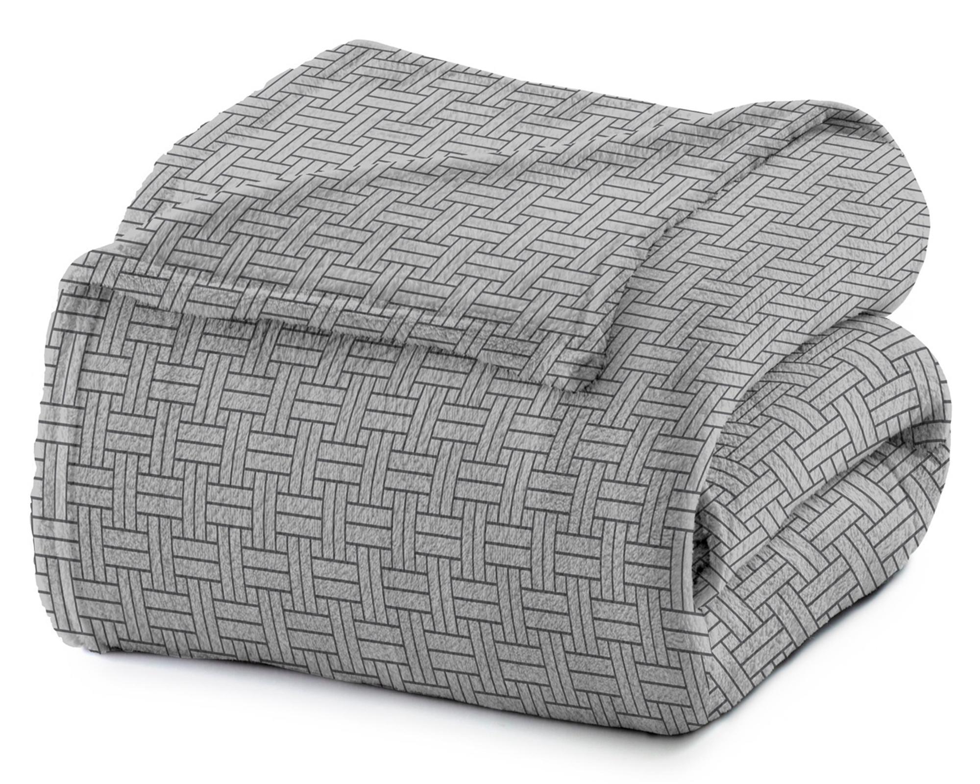 Frazada microfibra 2 plazas Cubos gris-1