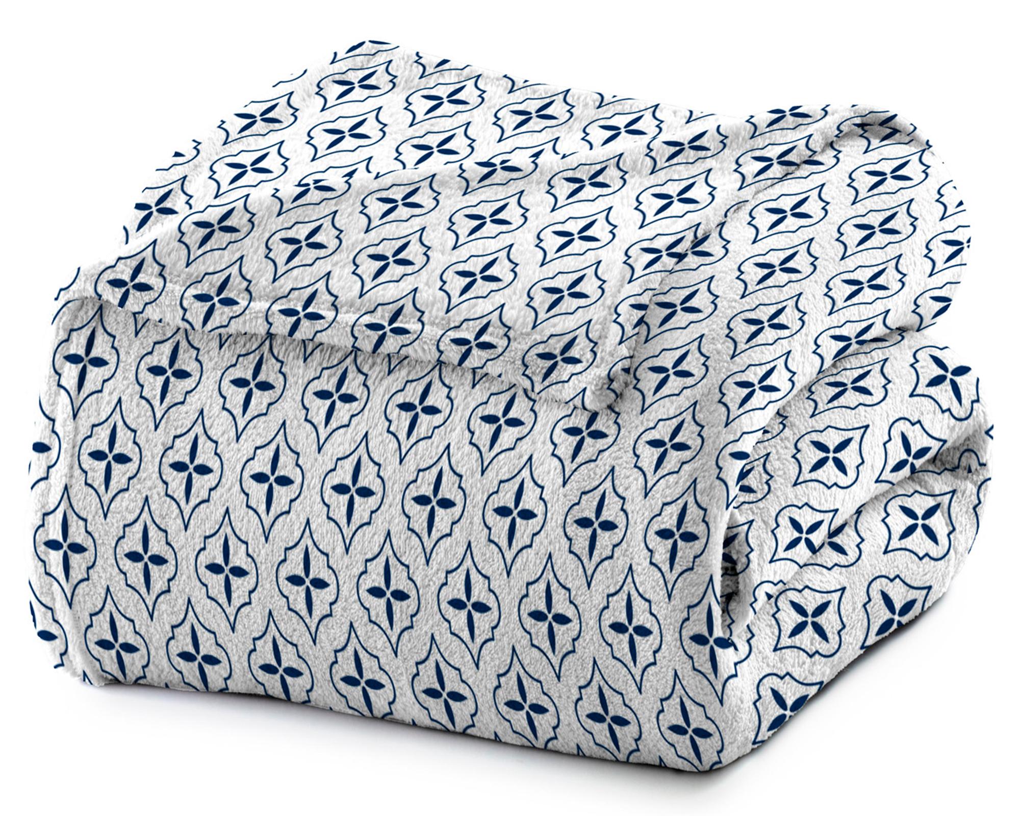 Frazada microfibra 2 plazas Rombo blanco-1