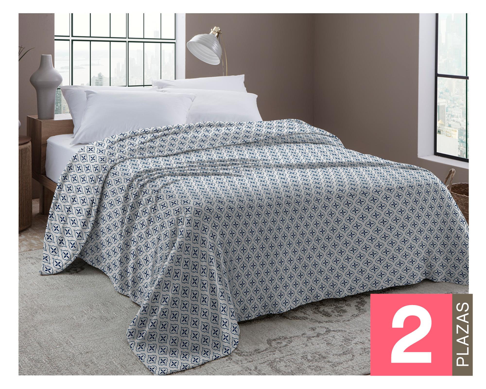 Frazada microfibra 2 plazas Rombo blanco-0