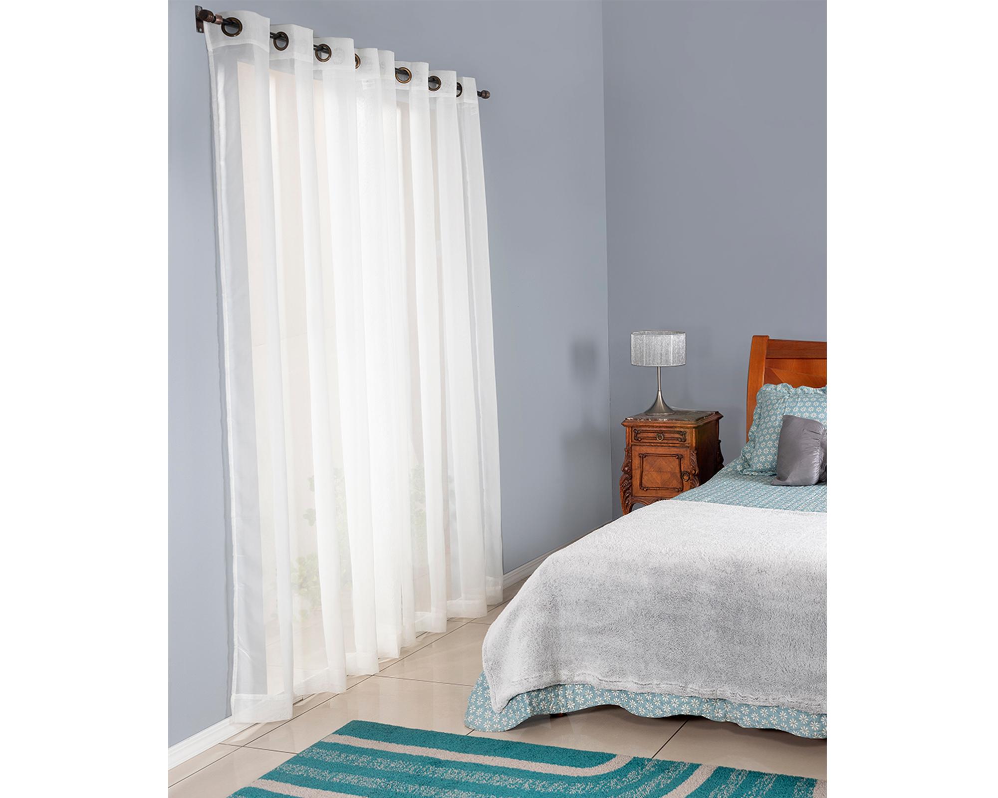 Cortina Velo 145x220 cm Liso argollas blanco-0