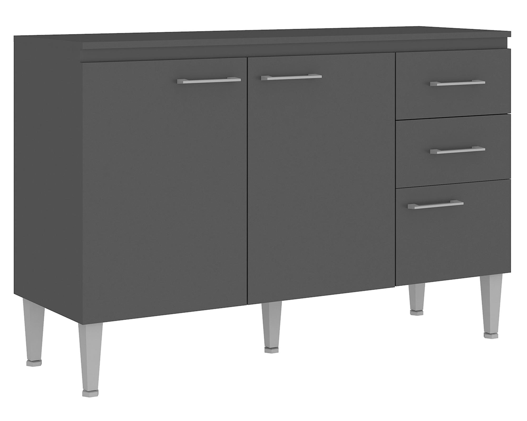 Mueble Base 3 puertas 2 cajones Opie gris-1