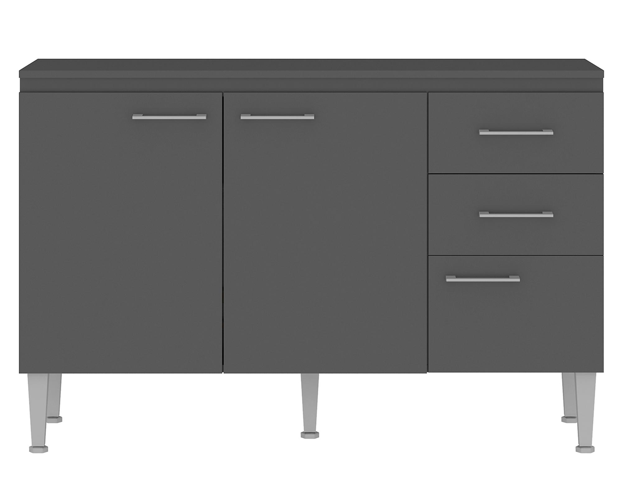 Mueble Base 3 puertas 2 cajones Opie gris-0