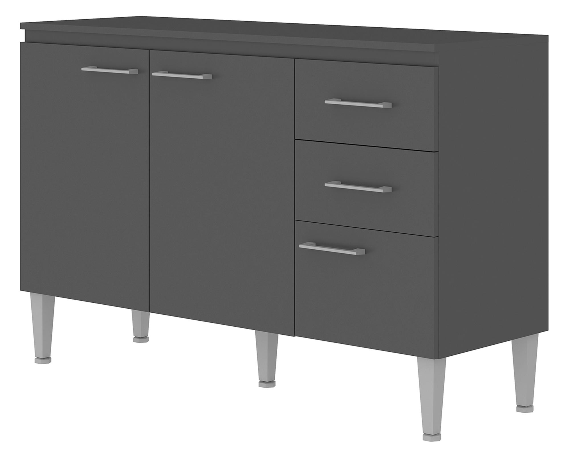 Mueble Base 3 puertas 2 cajones Opie gris-2