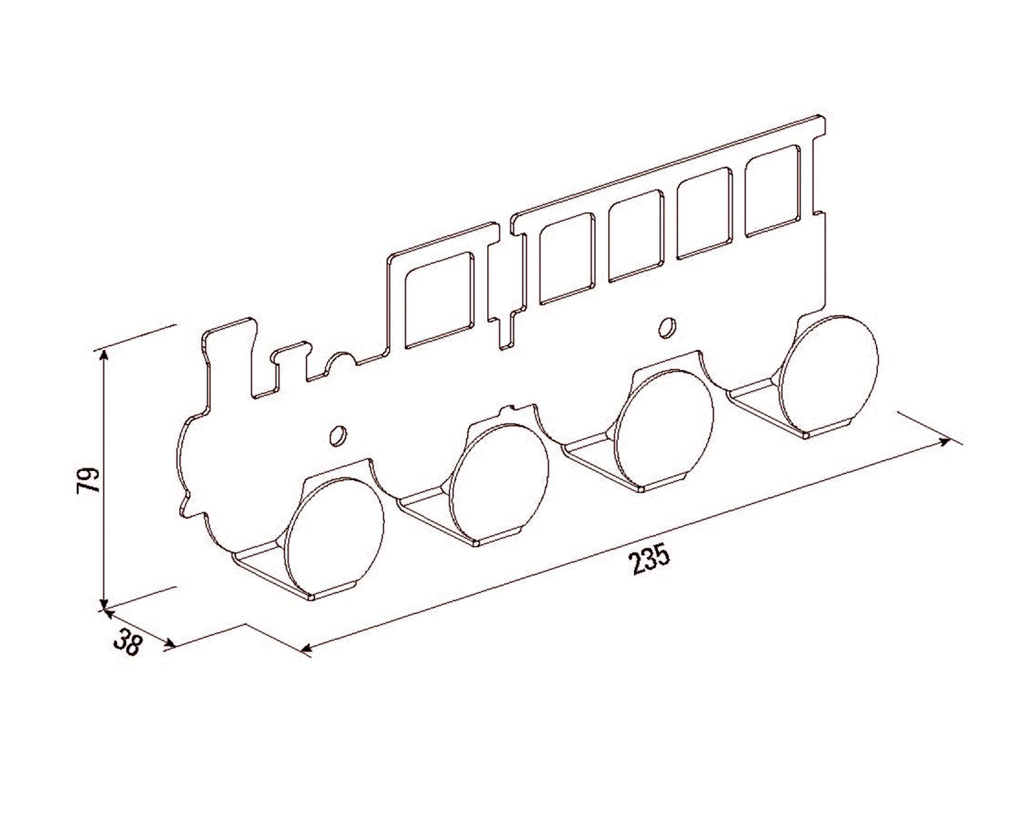 Percha 4 ganchos Locomotora negra-2