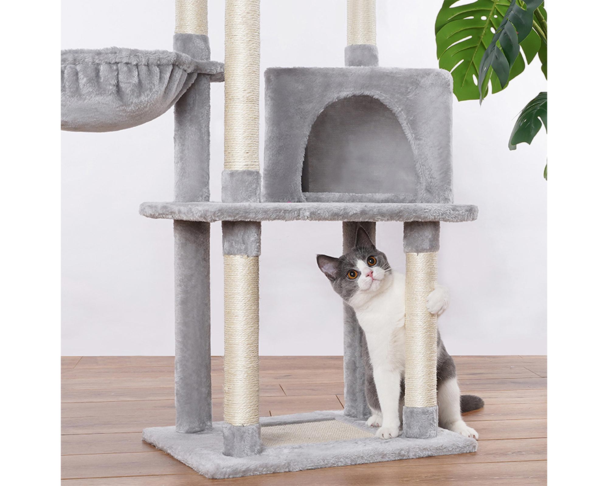 Rascador para gatos con hamaca R6323 gris 135x55x36 cm-7