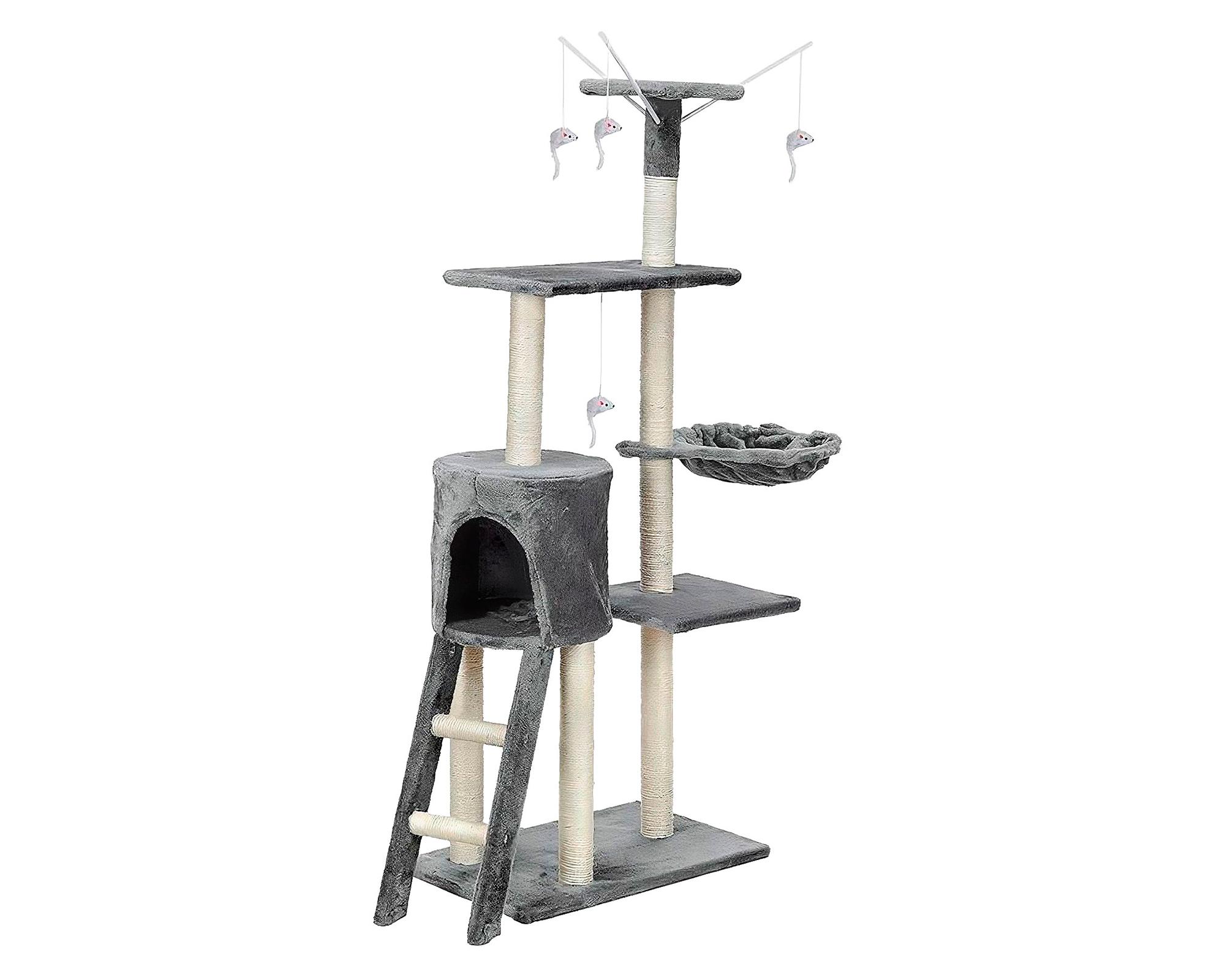 Rascador para gatos con hamaca R6323 gris 135x55x36 cm-0