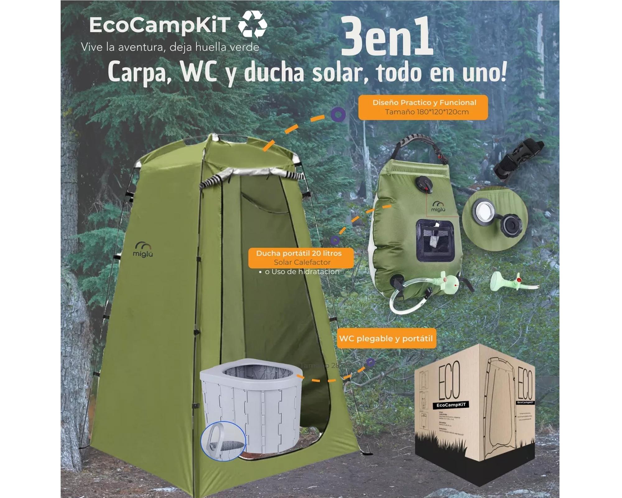 Baño químico portátil + ducha solar 20 lt + caseta verde-1