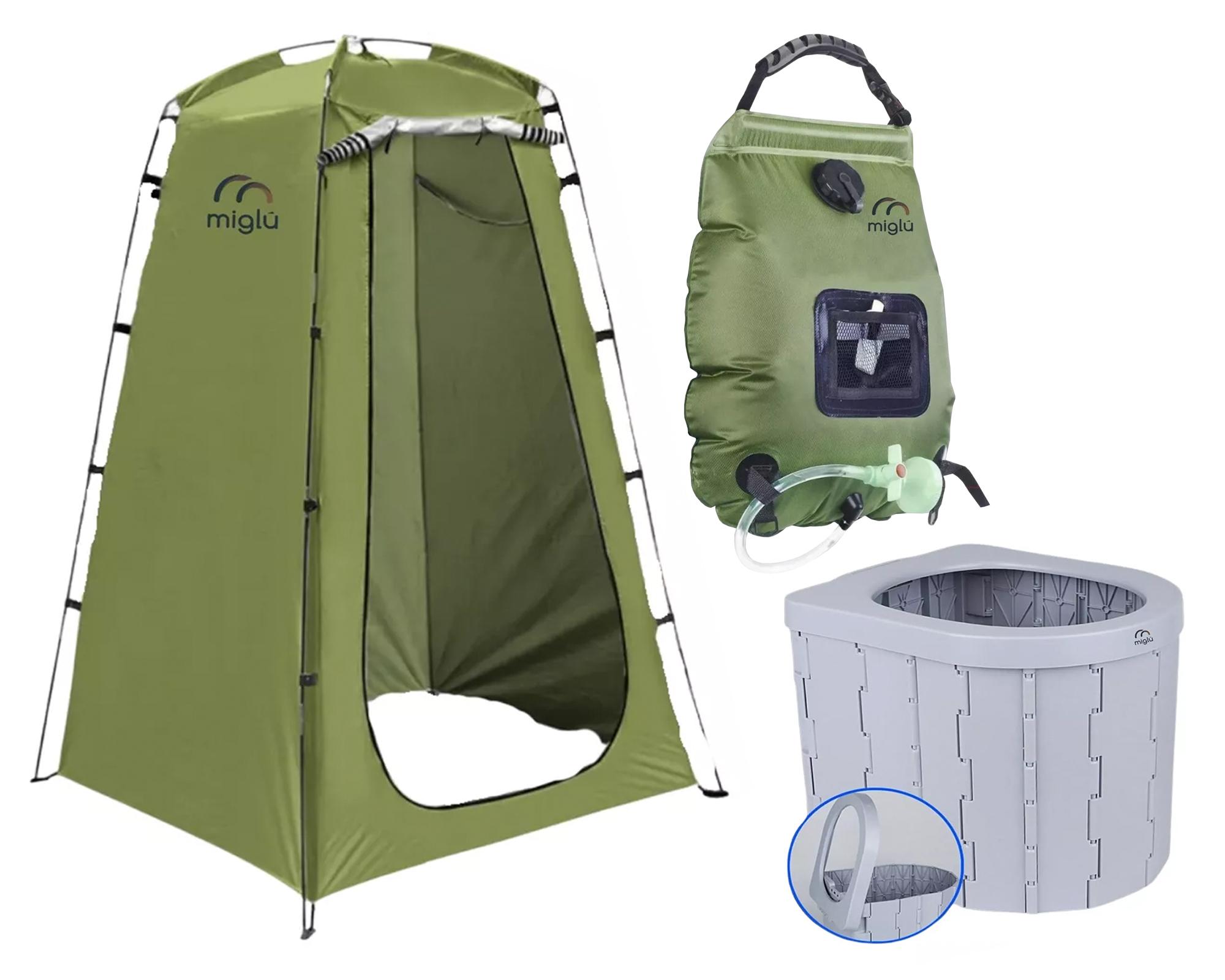 Baño químico portátil + ducha solar 20 lt + caseta verde-0