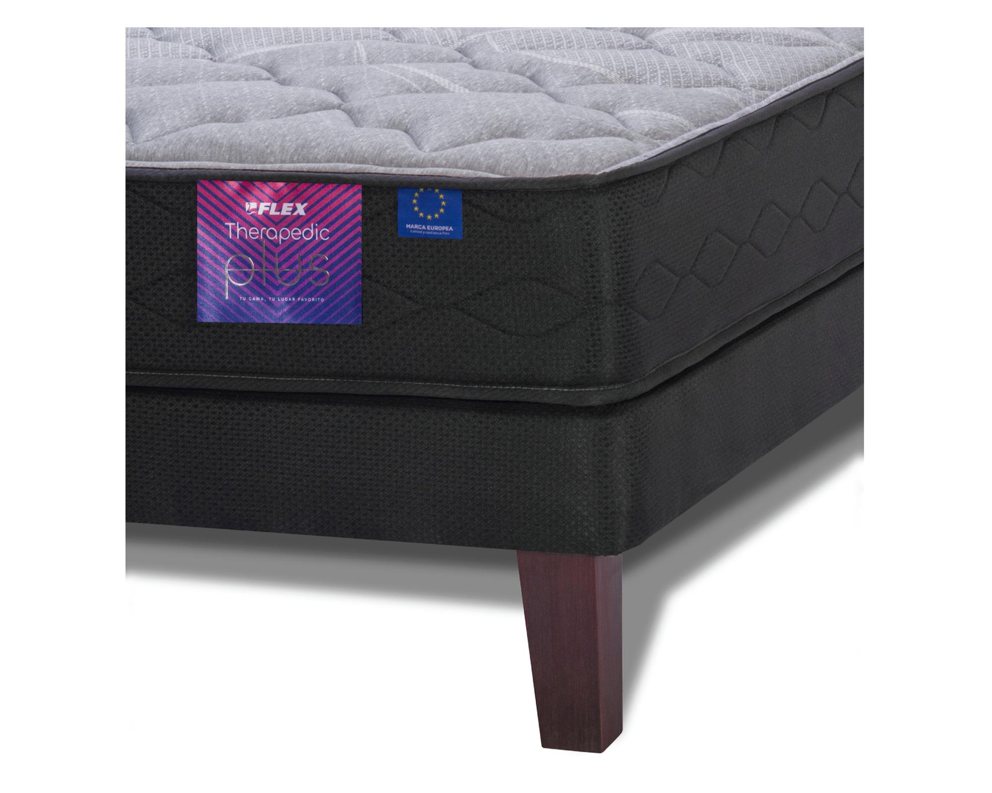 Cama europea Therapedic Plus  1.5 plazas + respaldo Royal negro-3