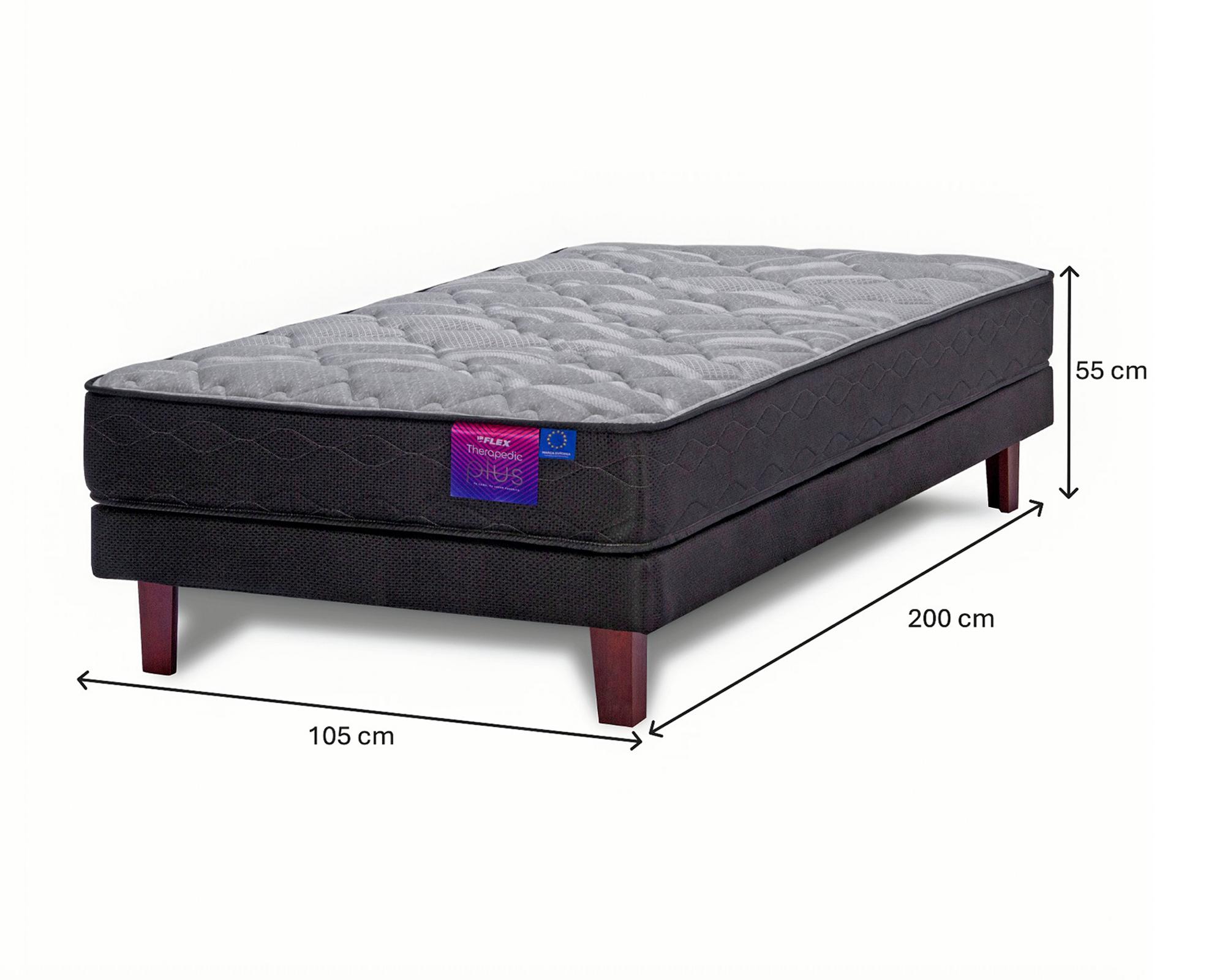 Cama europea Therapedic Plus  1.5 plazas + respaldo Royal negro-5