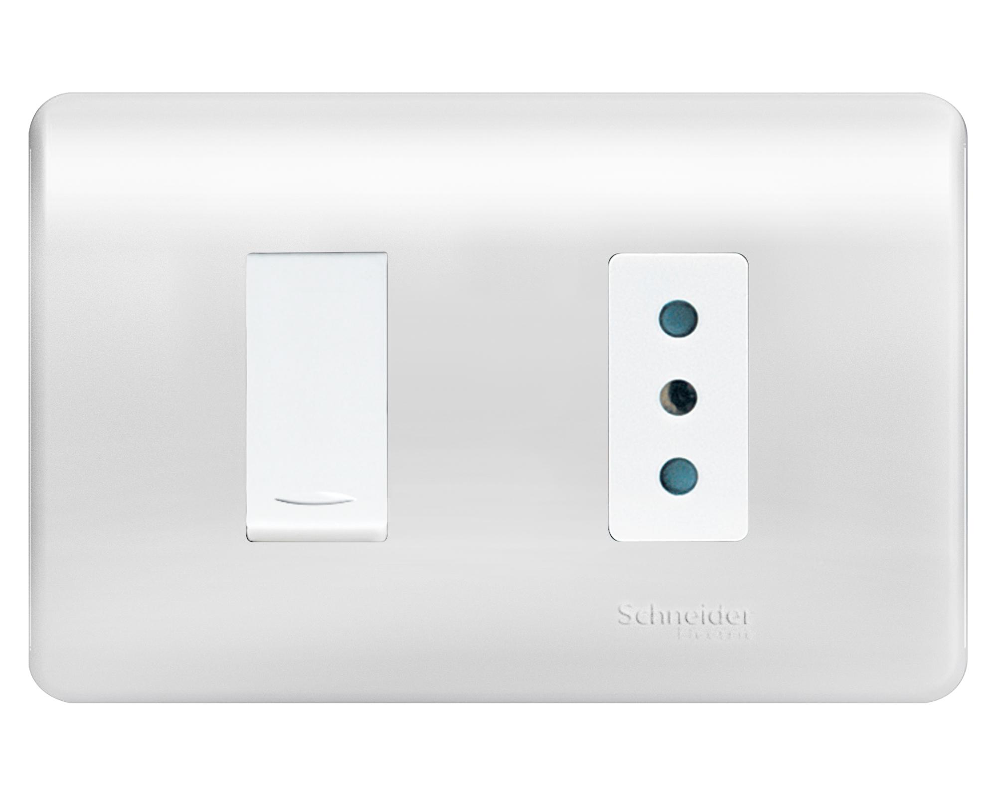 Interruptor 9/12 + Toma corriente 10A Genesis blanco-0