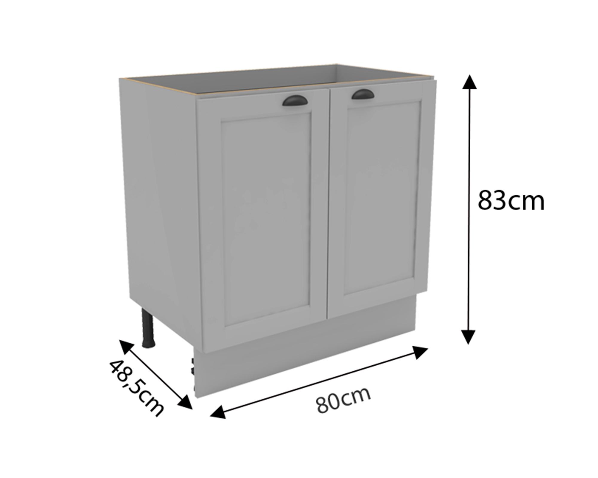 Mueble base cocina 80 cm 2 puertas Premier gris-3