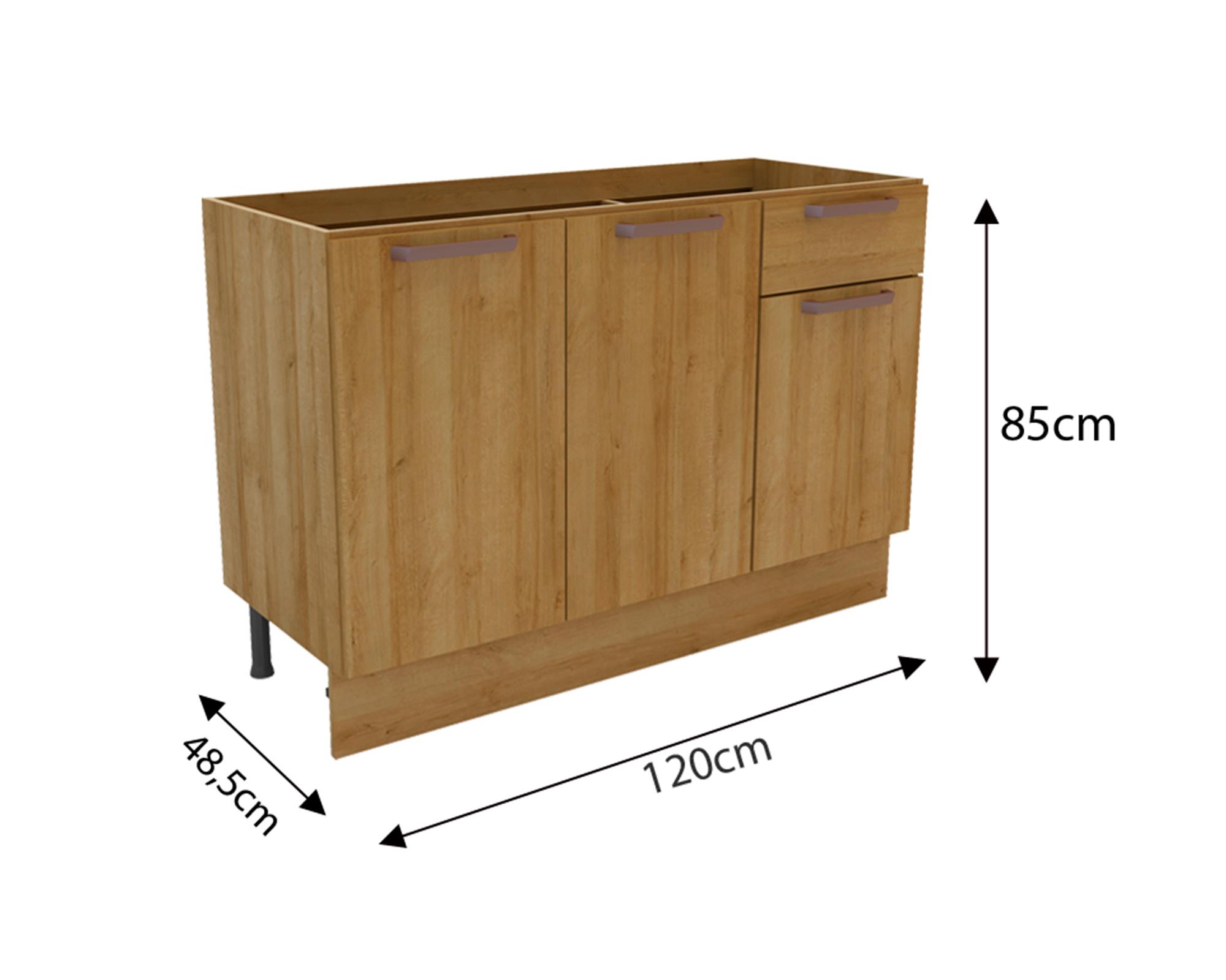 Mueble base cocina 120 cm 3 puertas 1 cajón Minerva Riviera-4