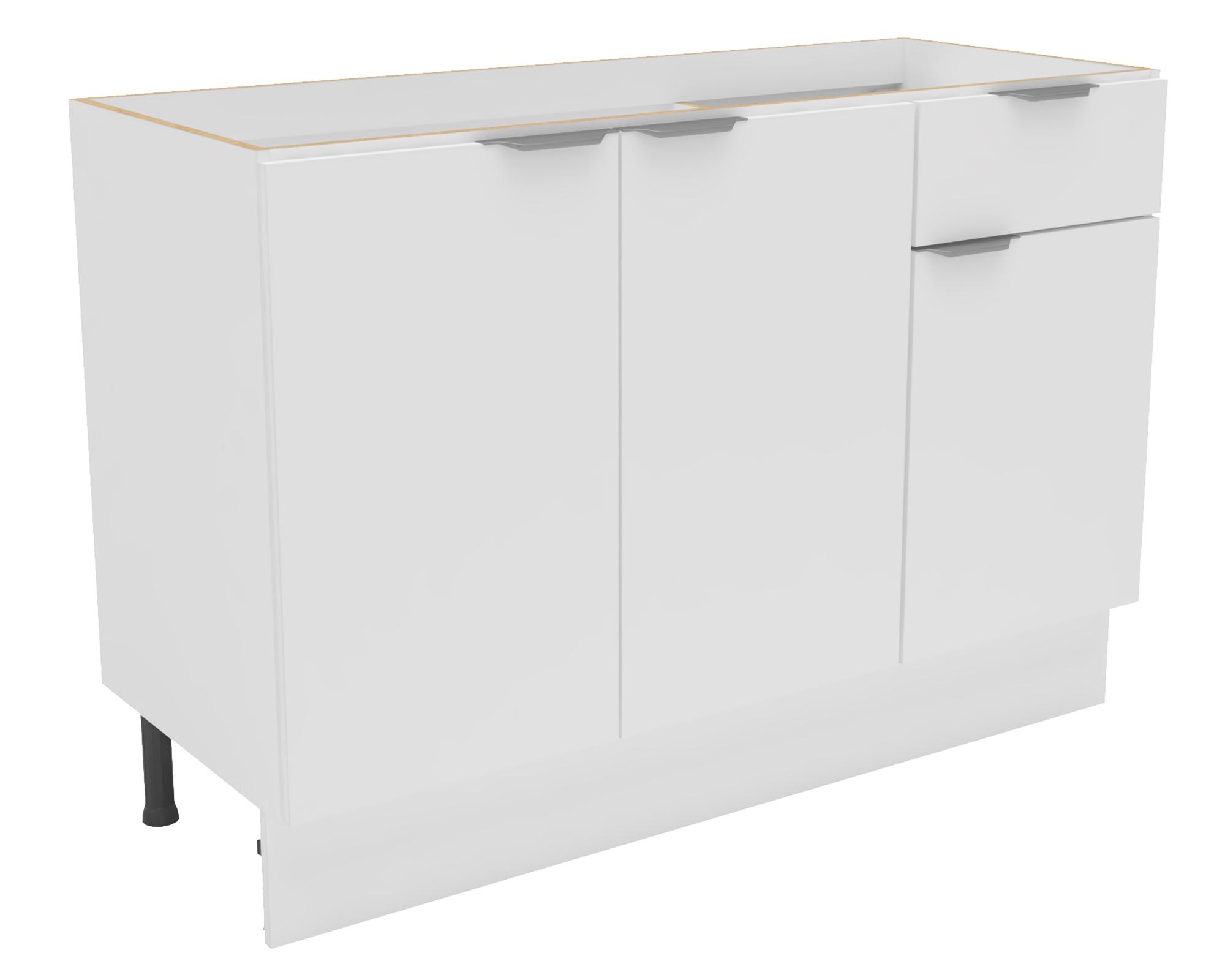 Mueble base cocina 120 cm 3 puertas 1 cajón Milano blanco-1