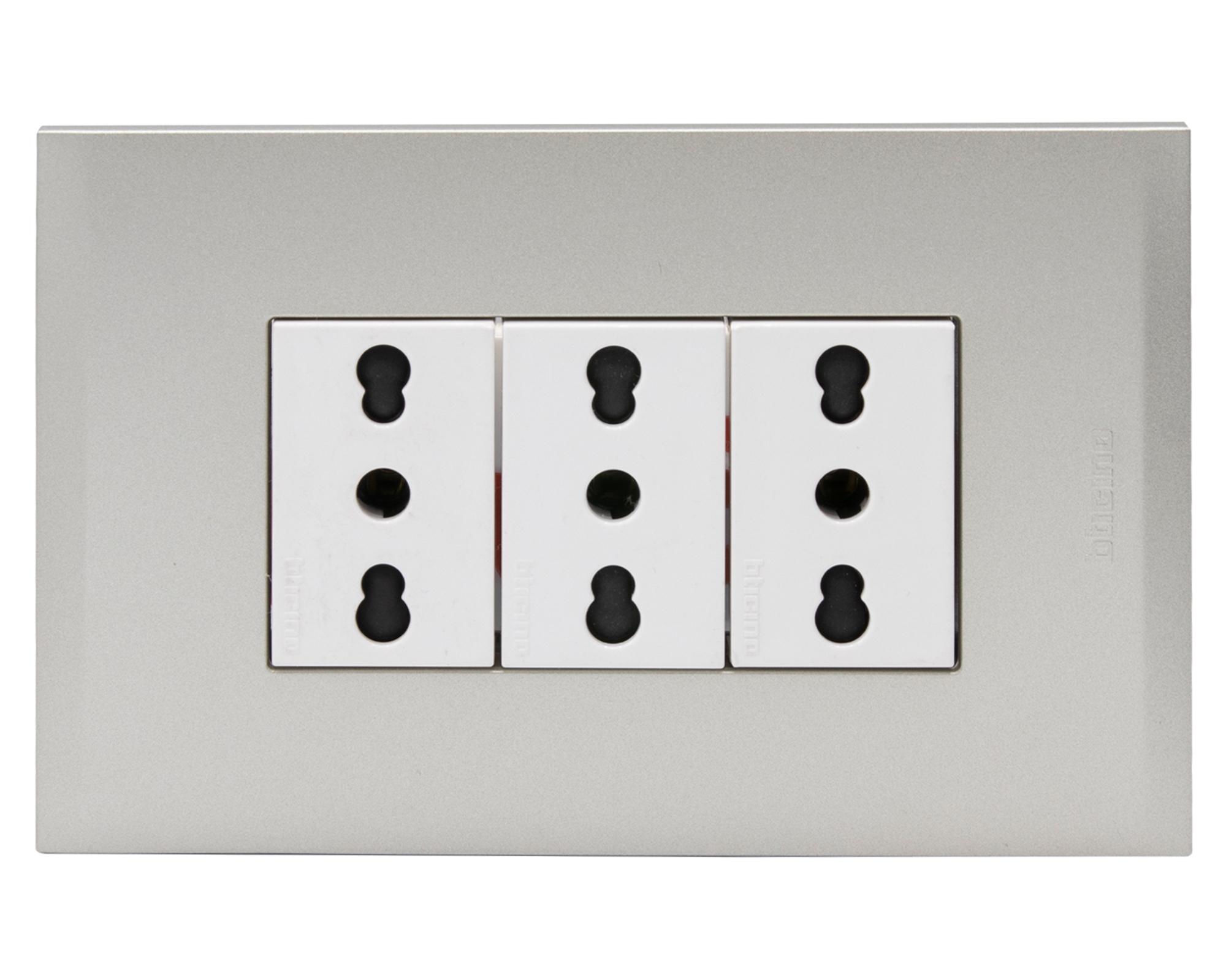 Toma triple 10-16A Perla gris-0