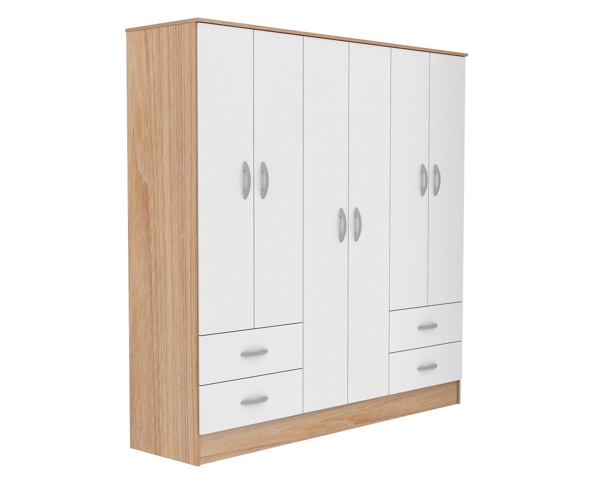 Clóset 6 puertas 4 cajones Maipo melamina blanco olmo-2