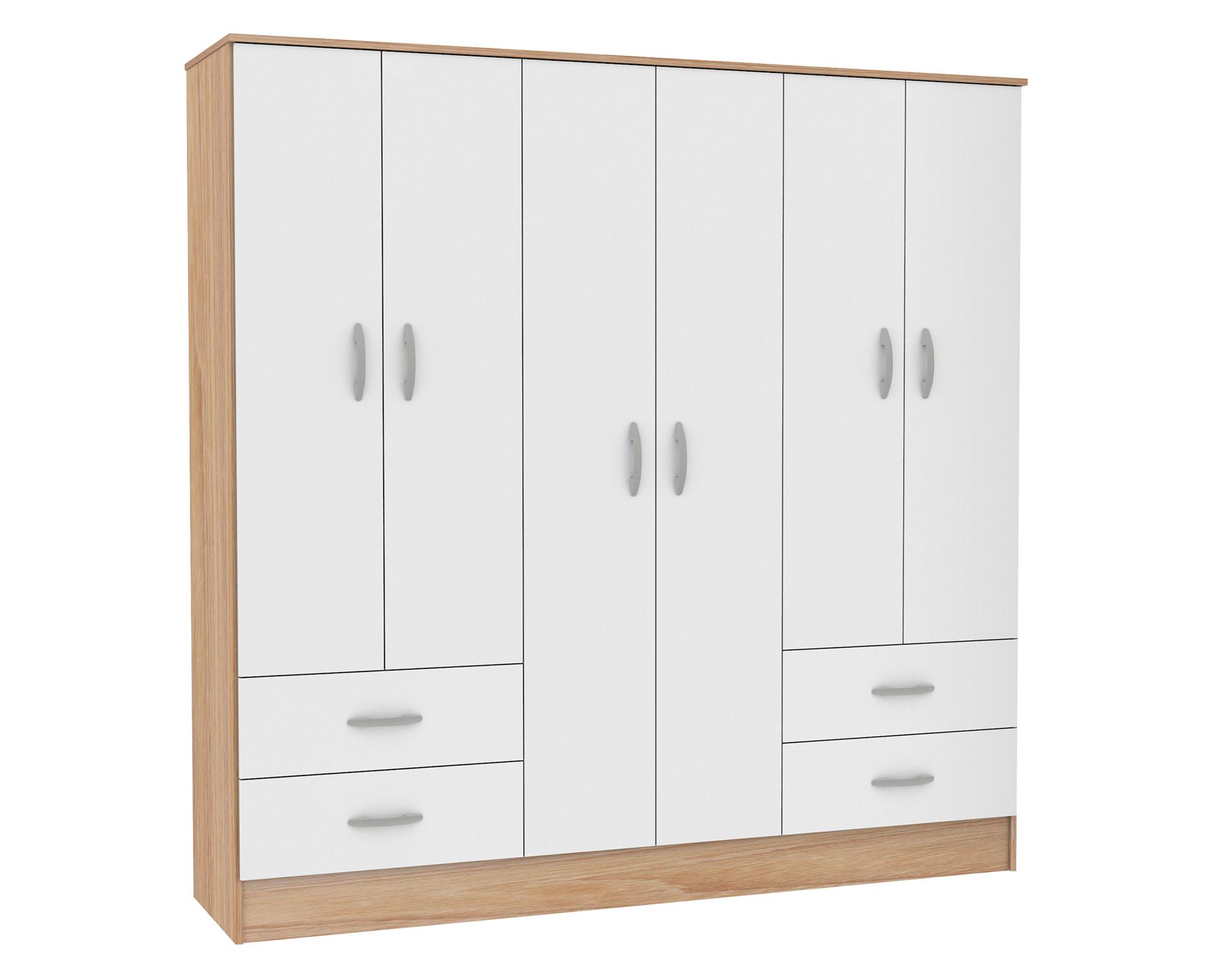 Clóset 6 puertas 4 cajones Maipo melamina blanco olmo-1