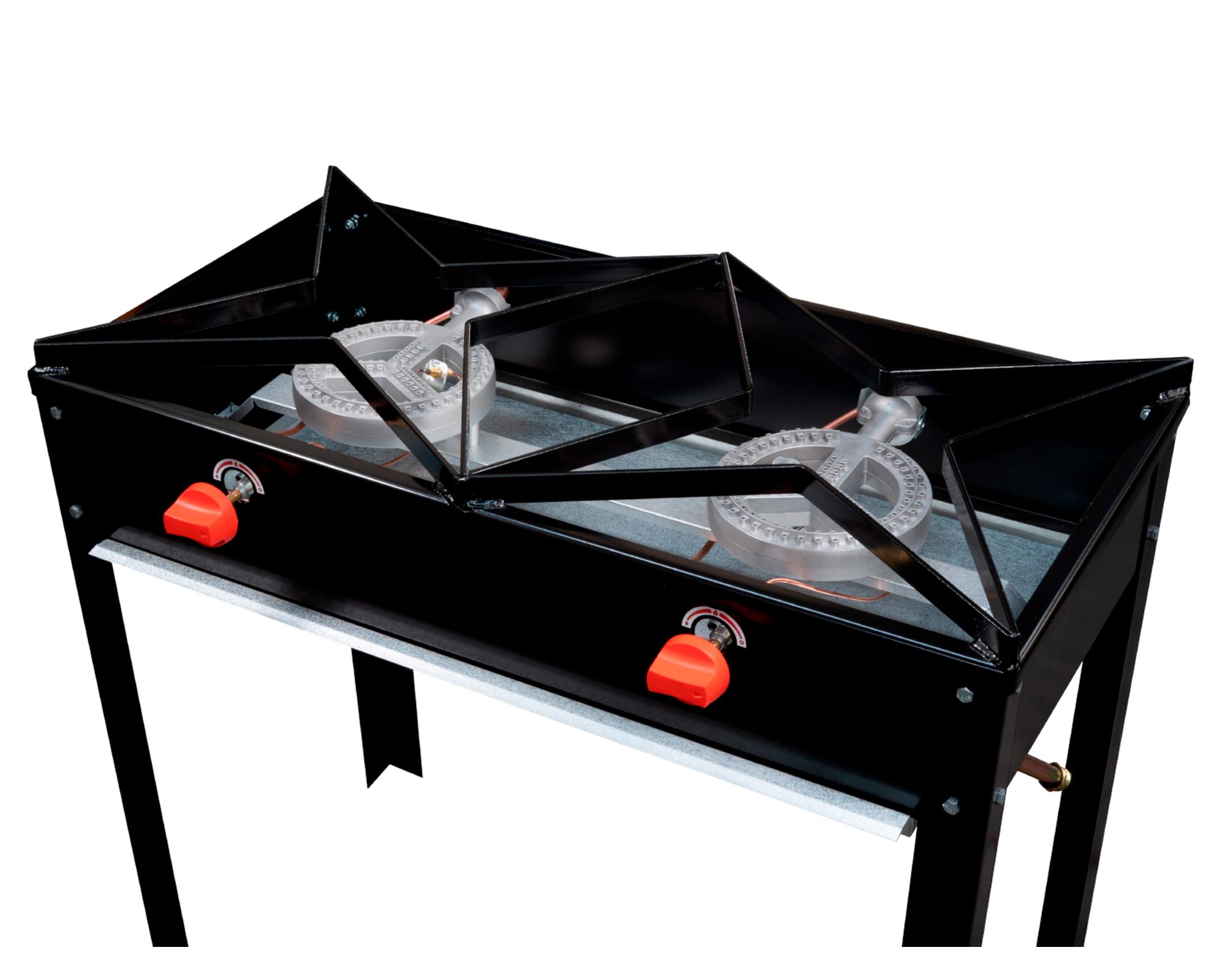 Anafe bajo 2 quemadores gas licuado negro acero-2